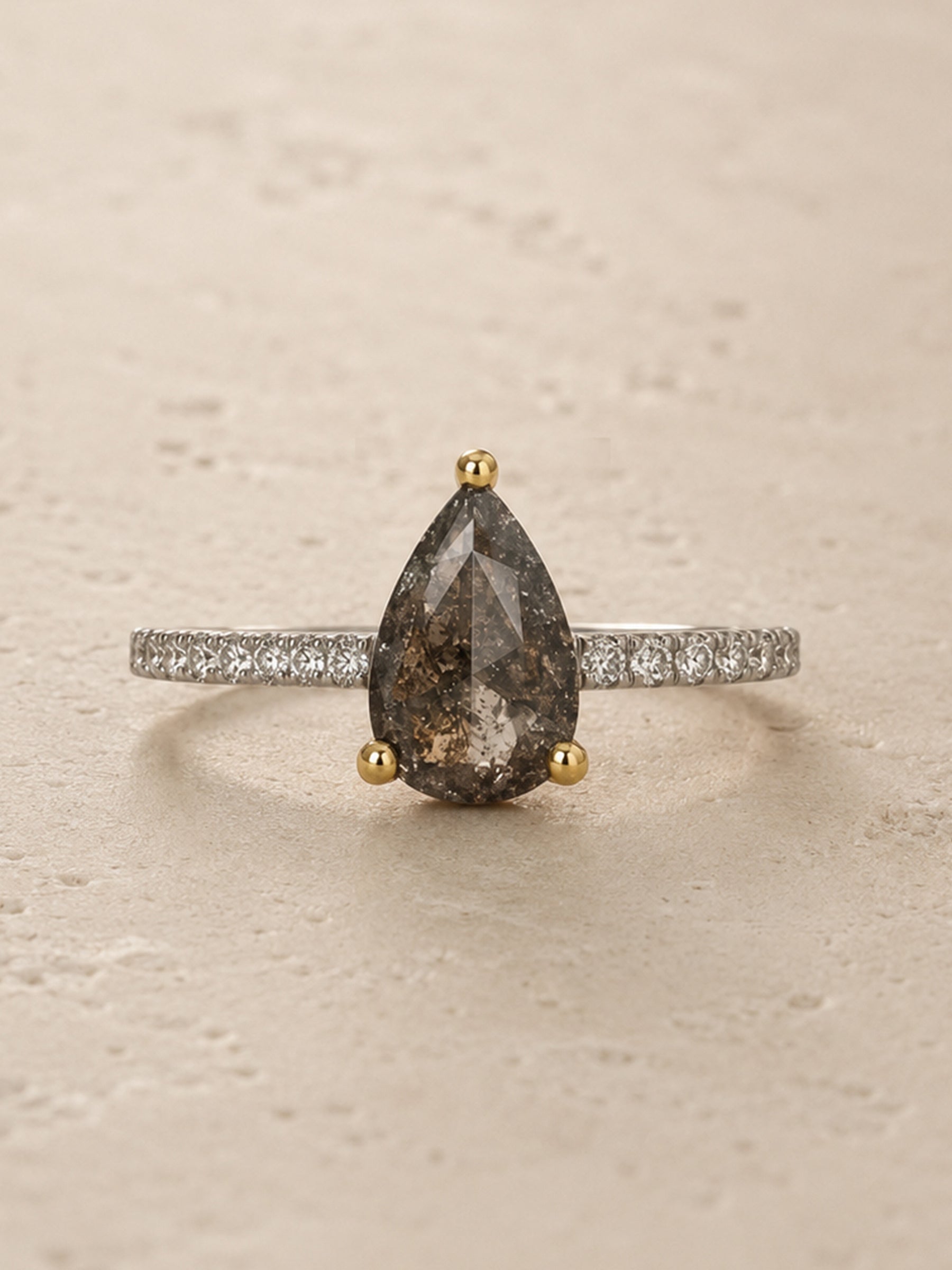 Pear Salt & Pepper Diamond Engagement Ring