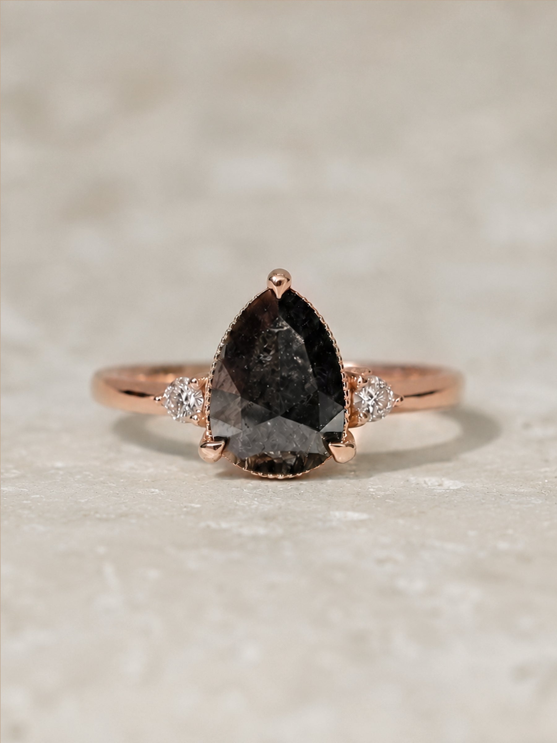 Pear Salt & Pepper Diamond Engagement Ring