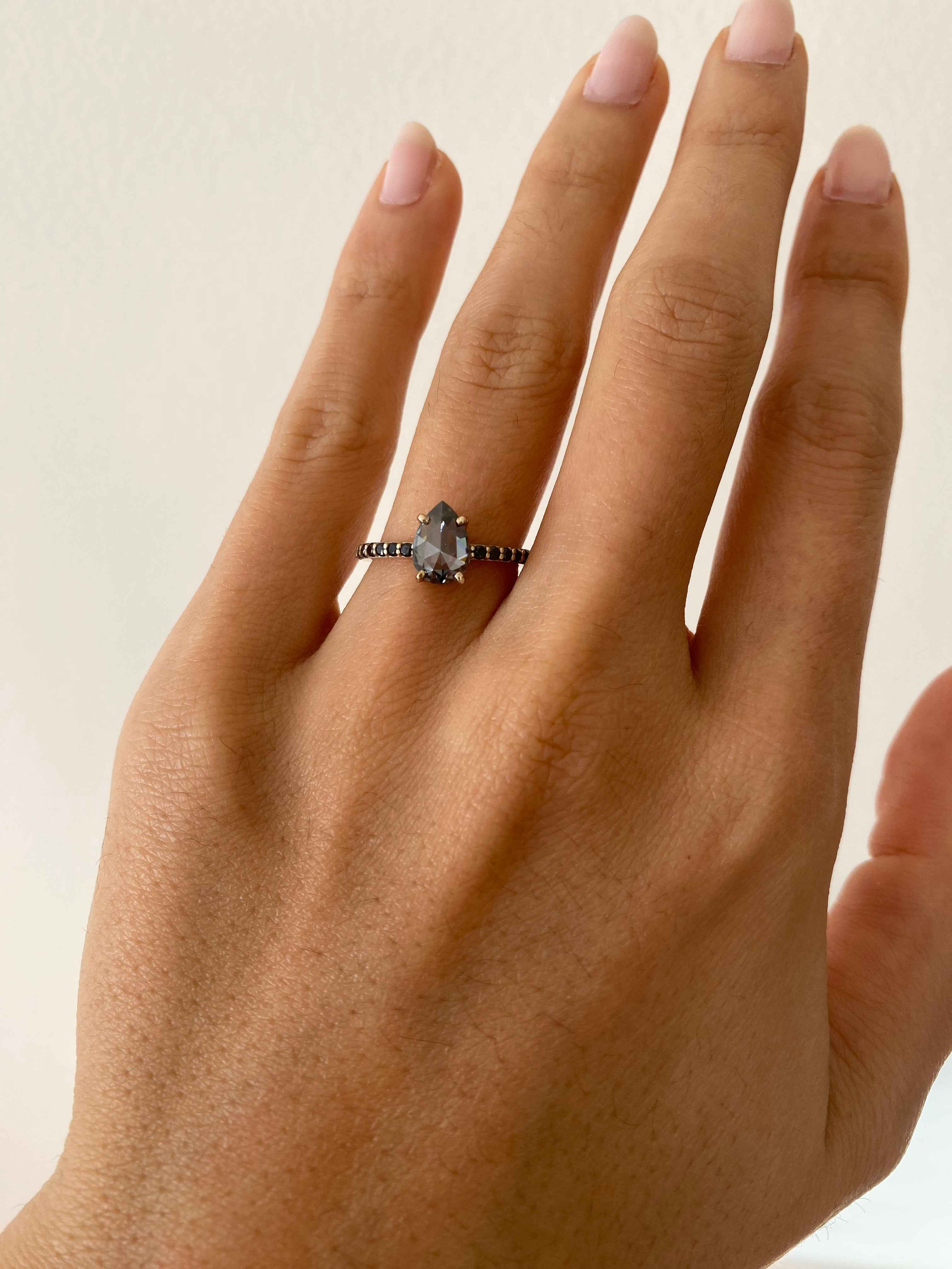 Grey Salt and Pepper Moissanite Engagement Ring