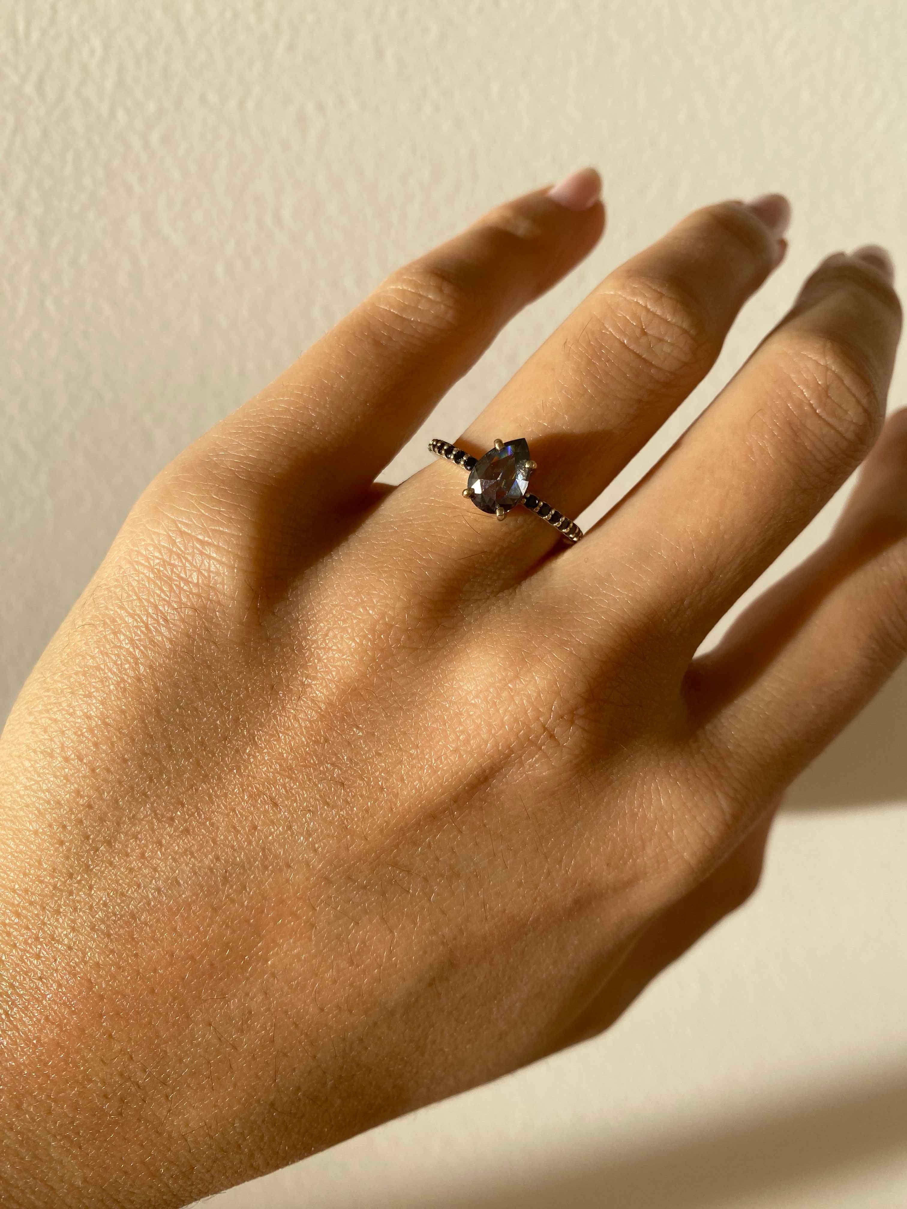 Grey Salt and Pepper Moissanite Engagement Ring