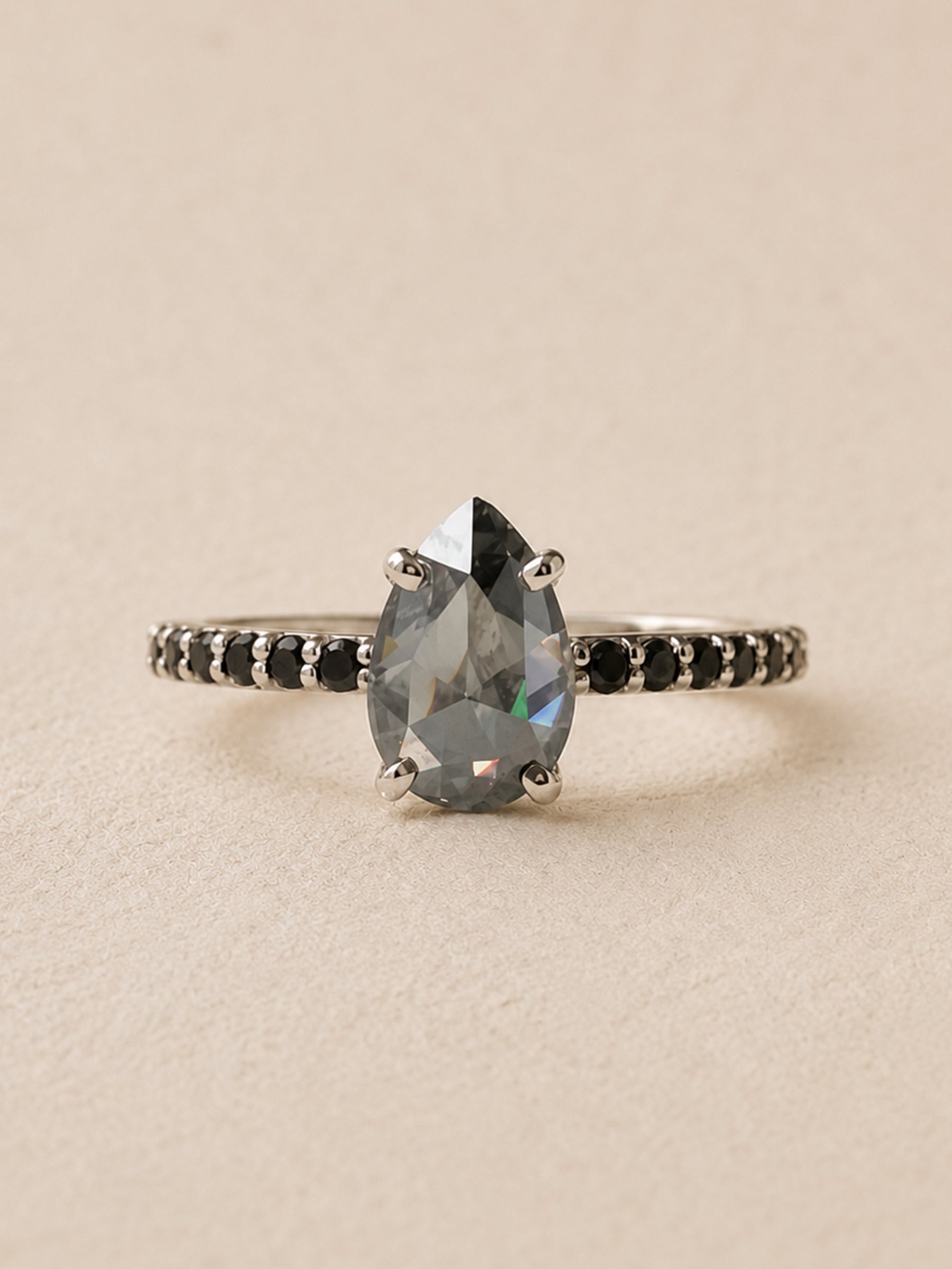 Grey Salt and Pepper Moissanite Engagement Ring