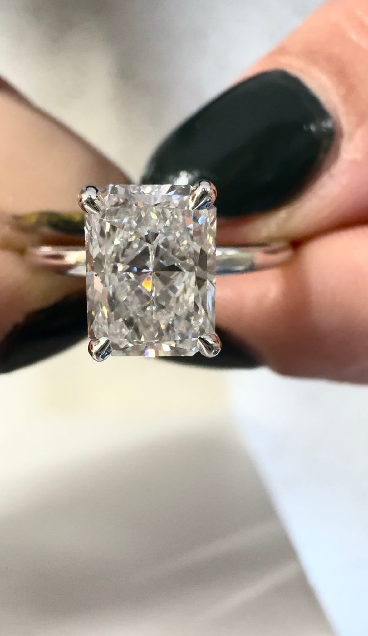 Radiant Cut & Hidden Halo Moissanite Engagement Ring