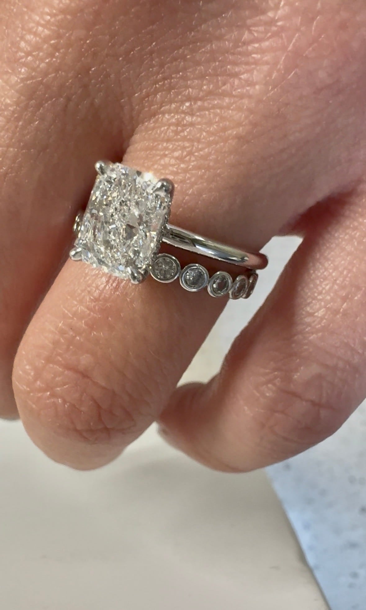 Radiant Cut & Hidden Halo Moissanite Engagement Ring