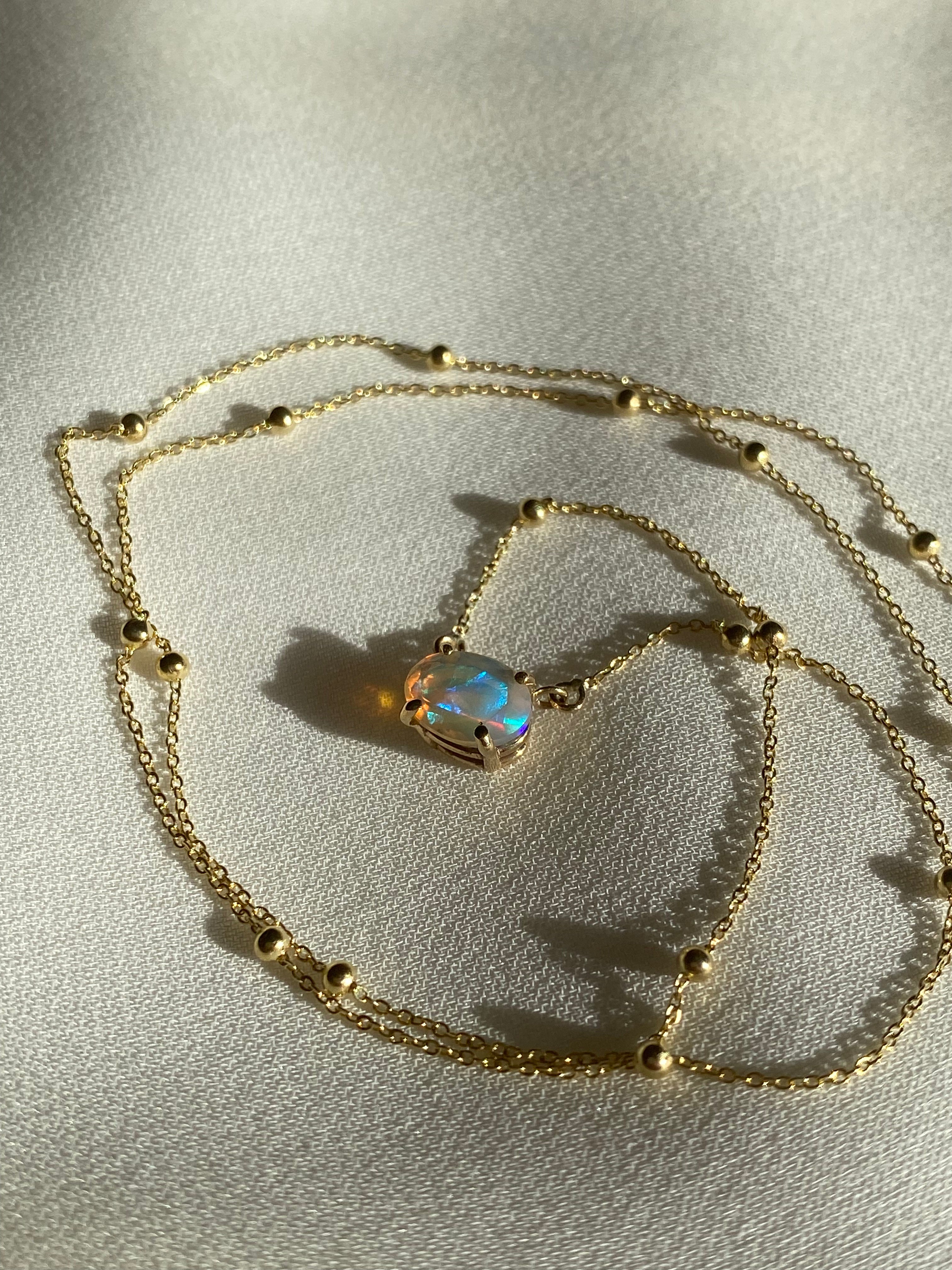 Mini Solitaire Oval Opal Necklace