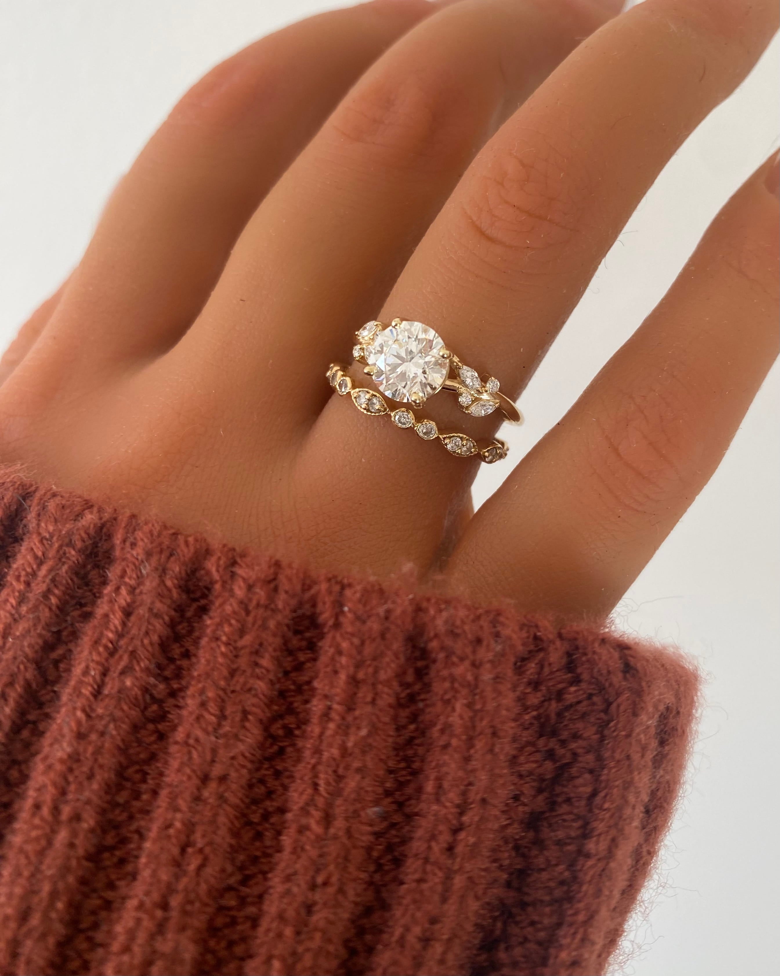 Moissanite Floral Vine Engagement Ring