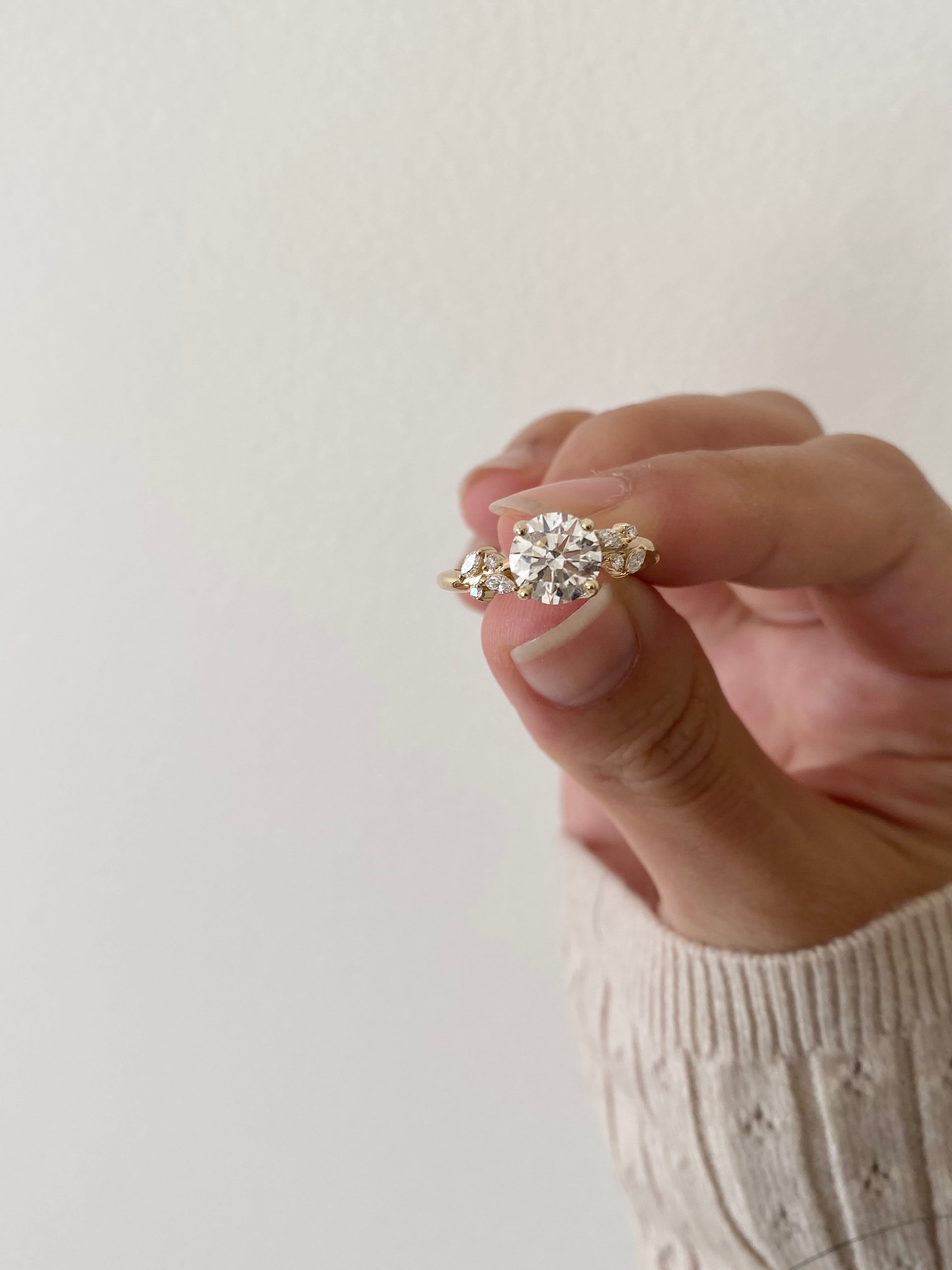 Moissanite Floral Vine Engagement Ring
