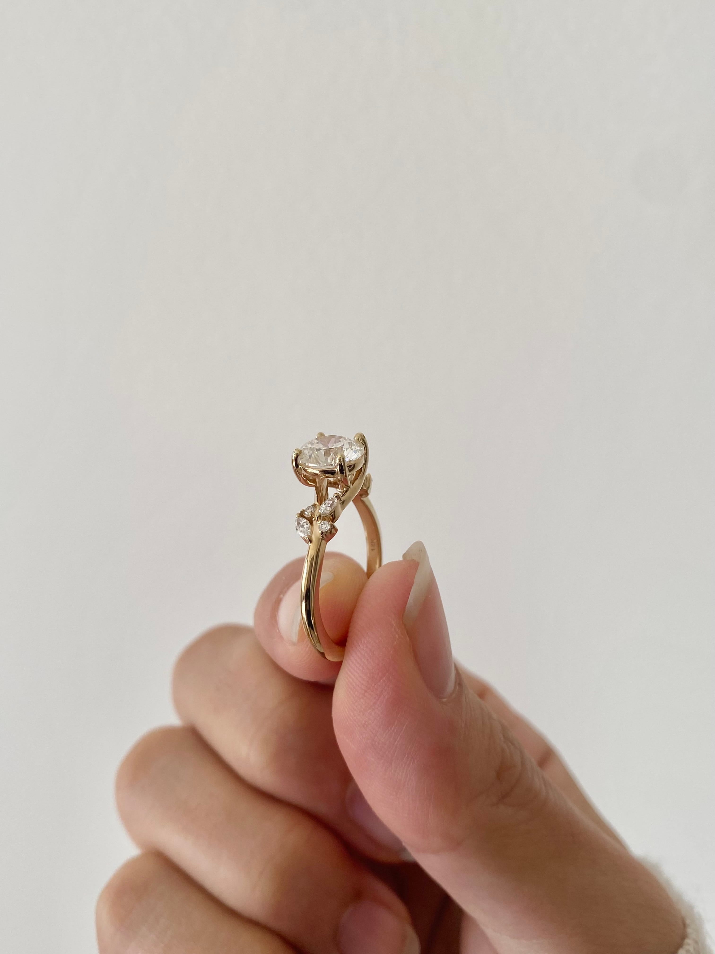 Moissanite Floral Vine Engagement Ring