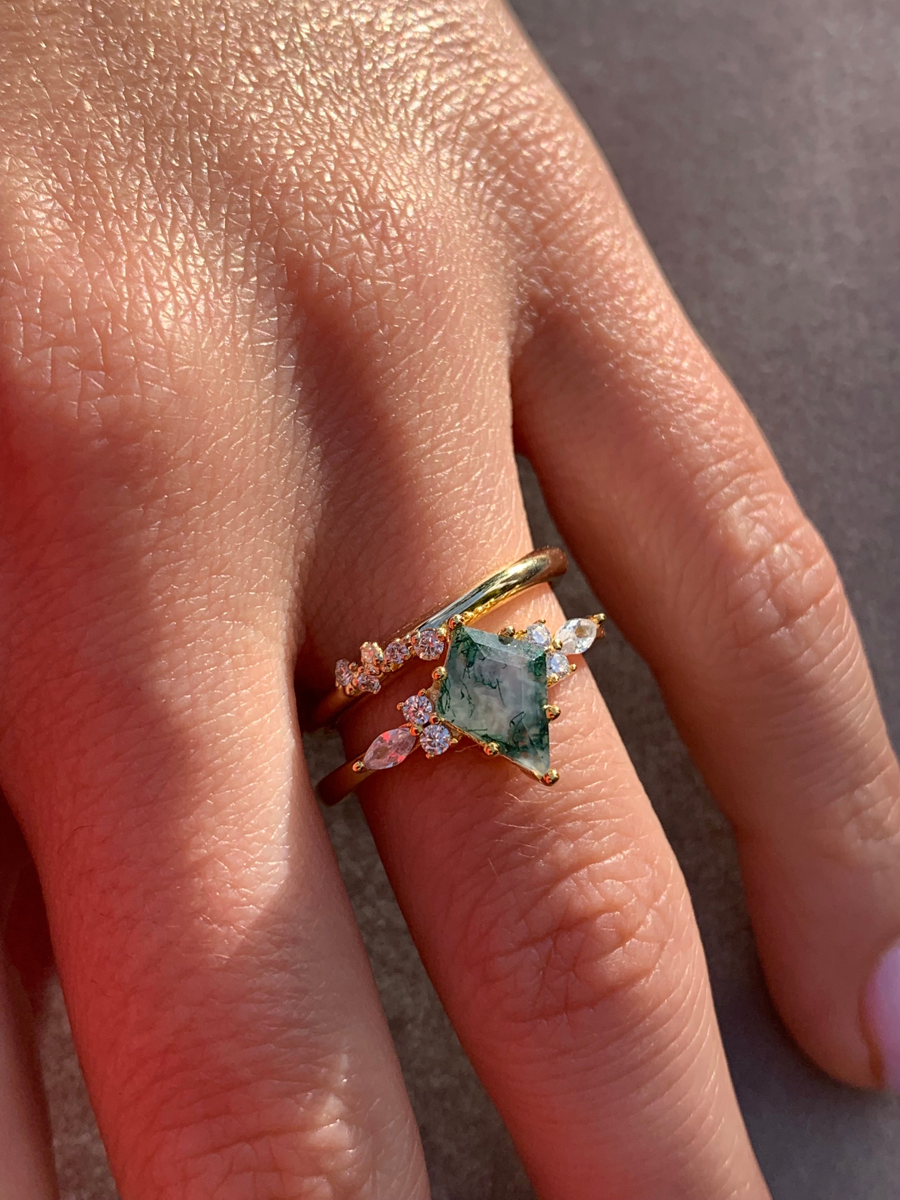 Moss Agate Custom Engagement Ring