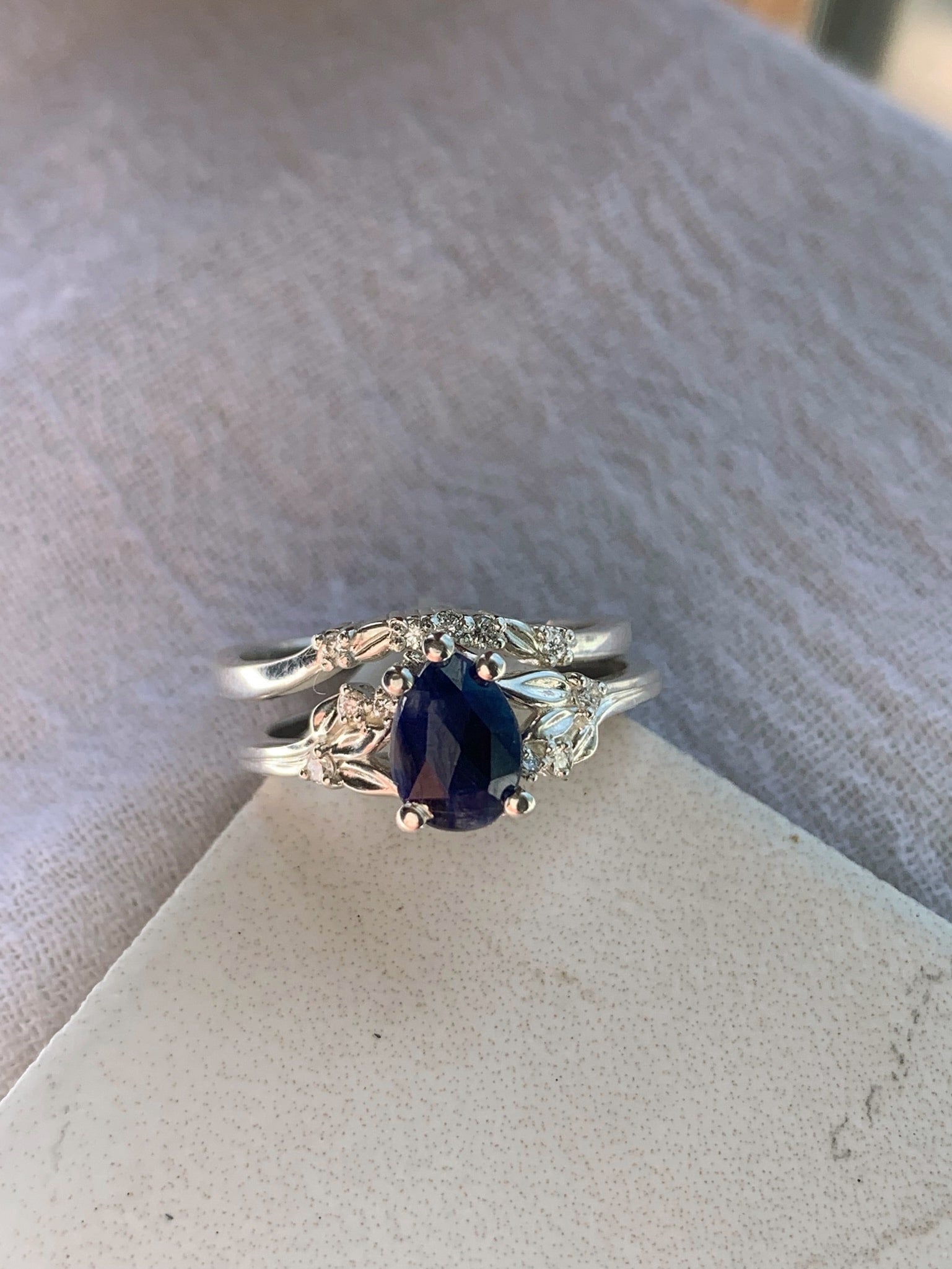 Sapphire Pear Custom Engagement Ring