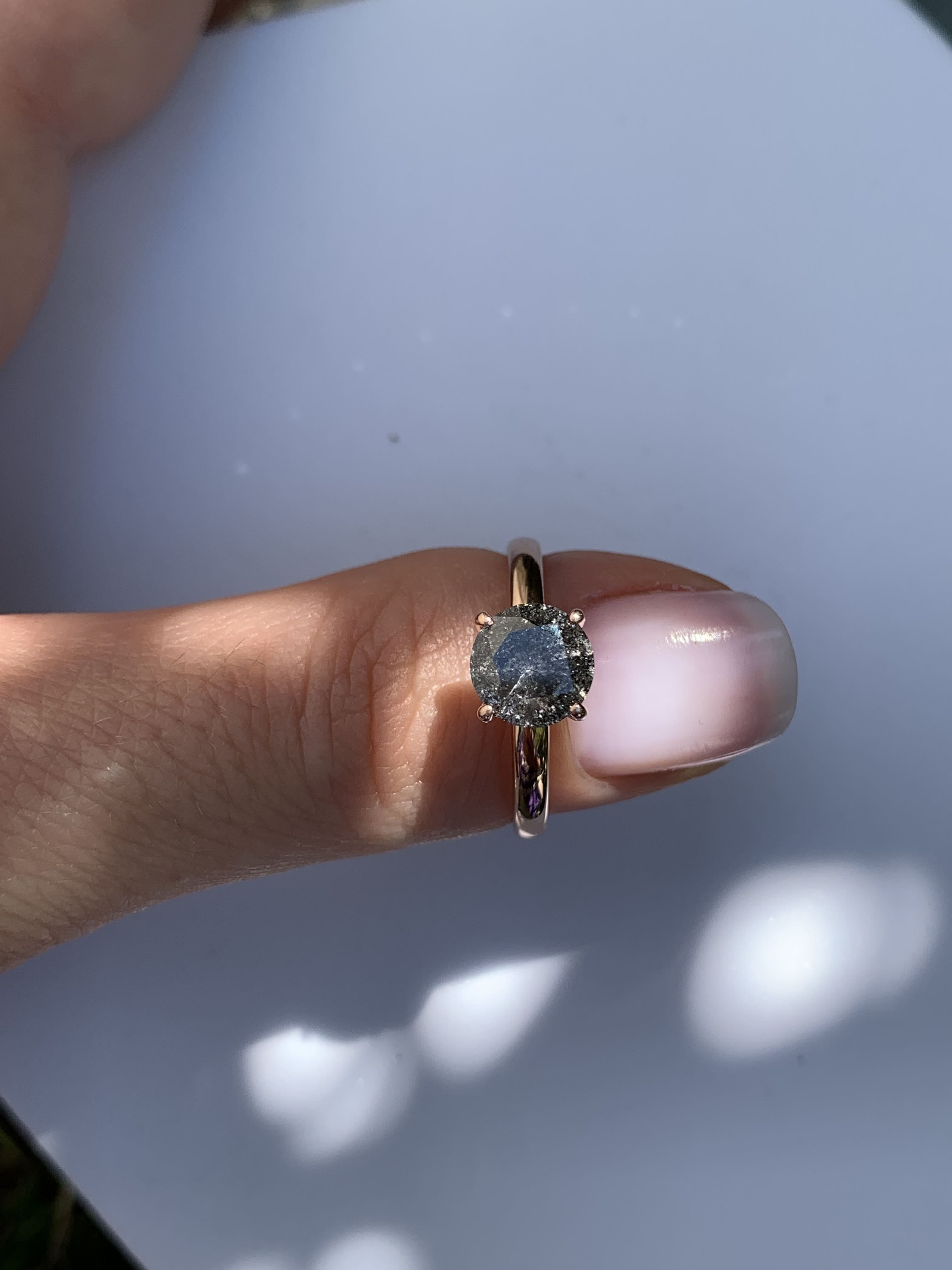 Round Salt & Pepper Custom Engagement Ring