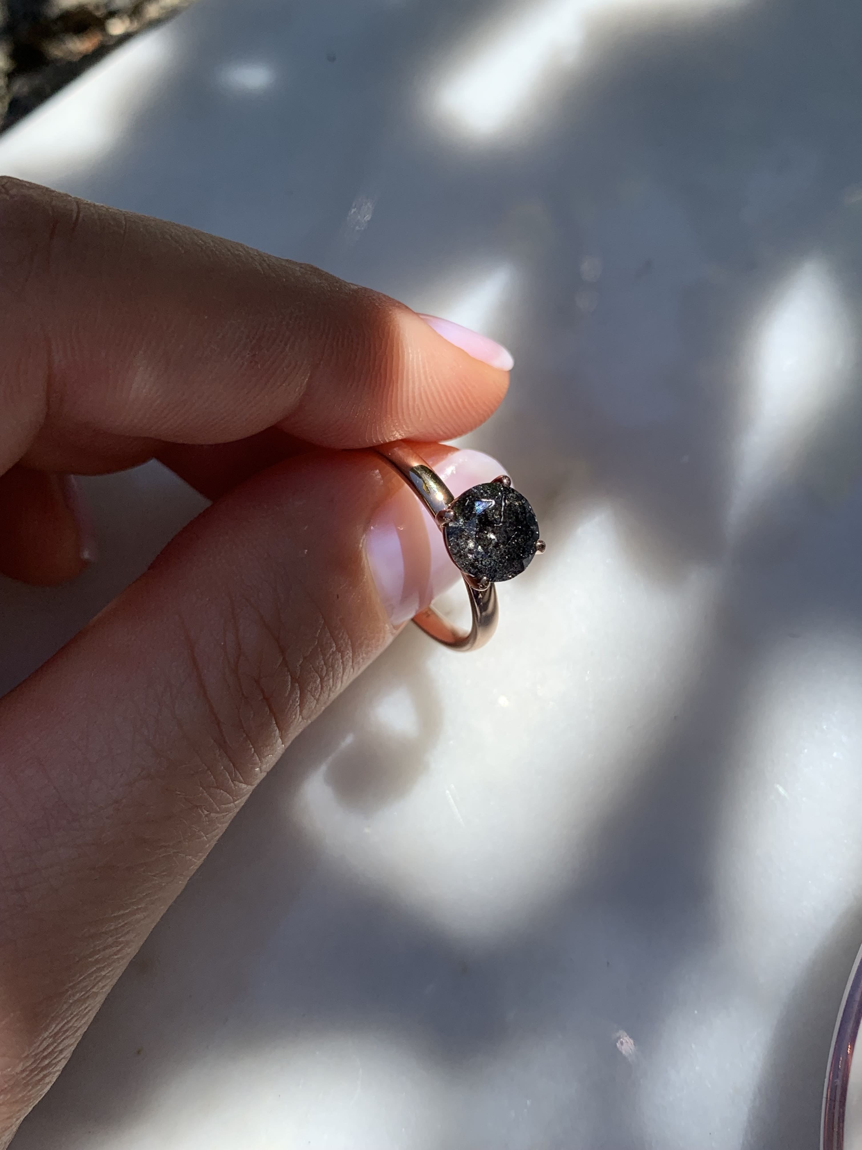 Round Salt & Pepper Custom Engagement Ring