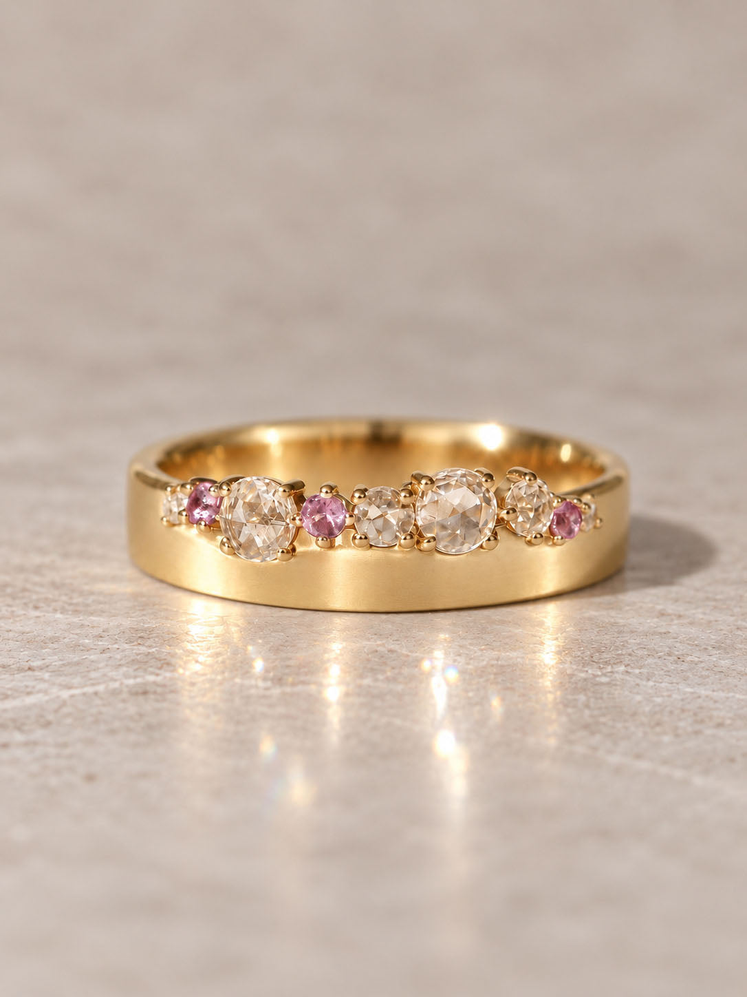 Pink Sapphire/Tourmaline & Diamond Hayden Band