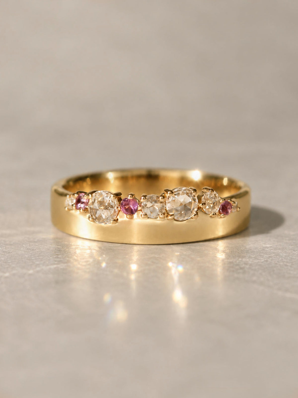 Pink Sapphire/Tourmaline & Diamond Hayden Band