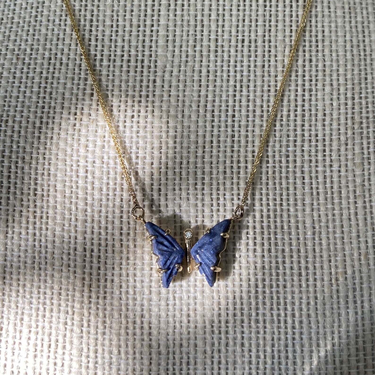 Blue Quartz Butterfly Necklace