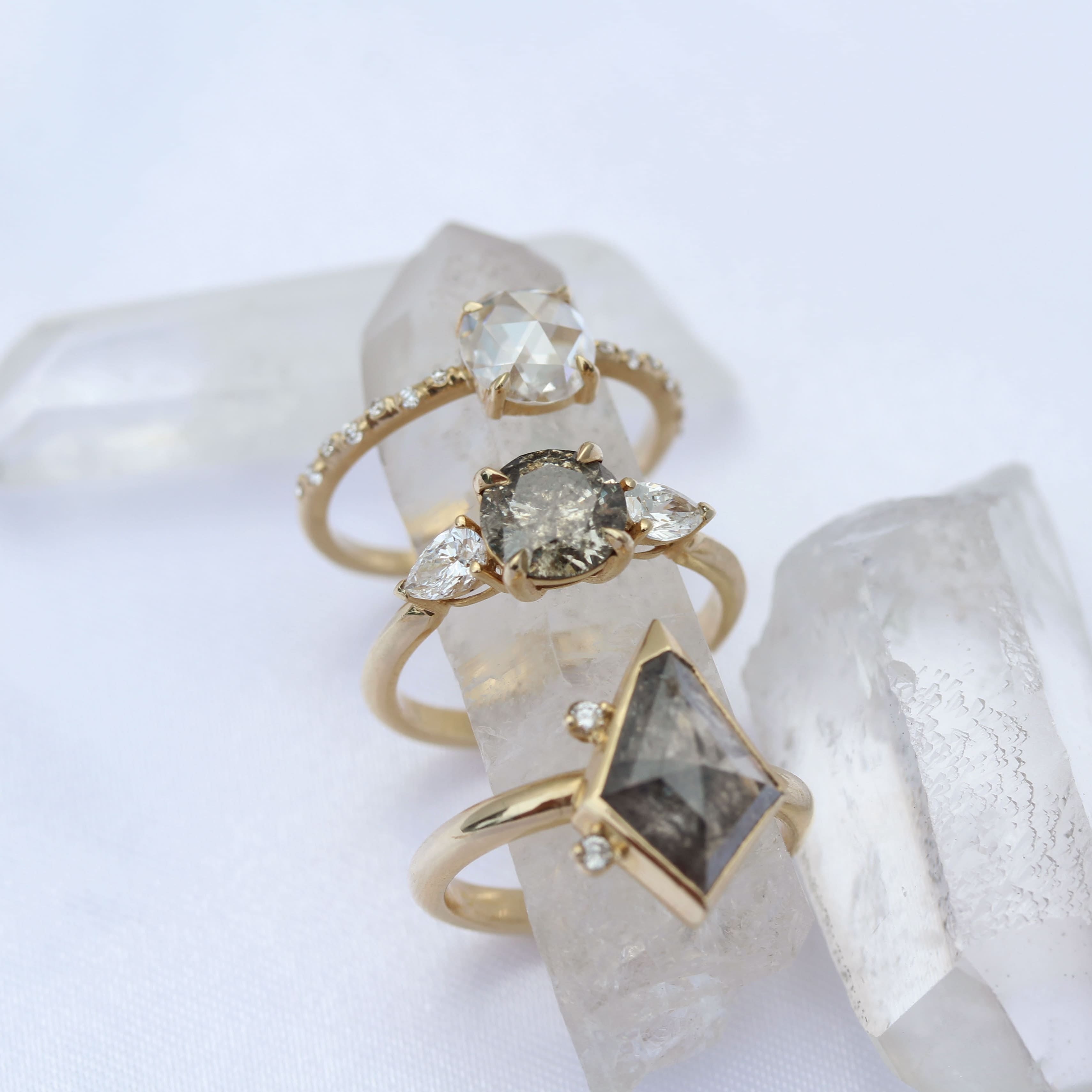 Salt & Pepper Diamond Custom Engagement Ring
