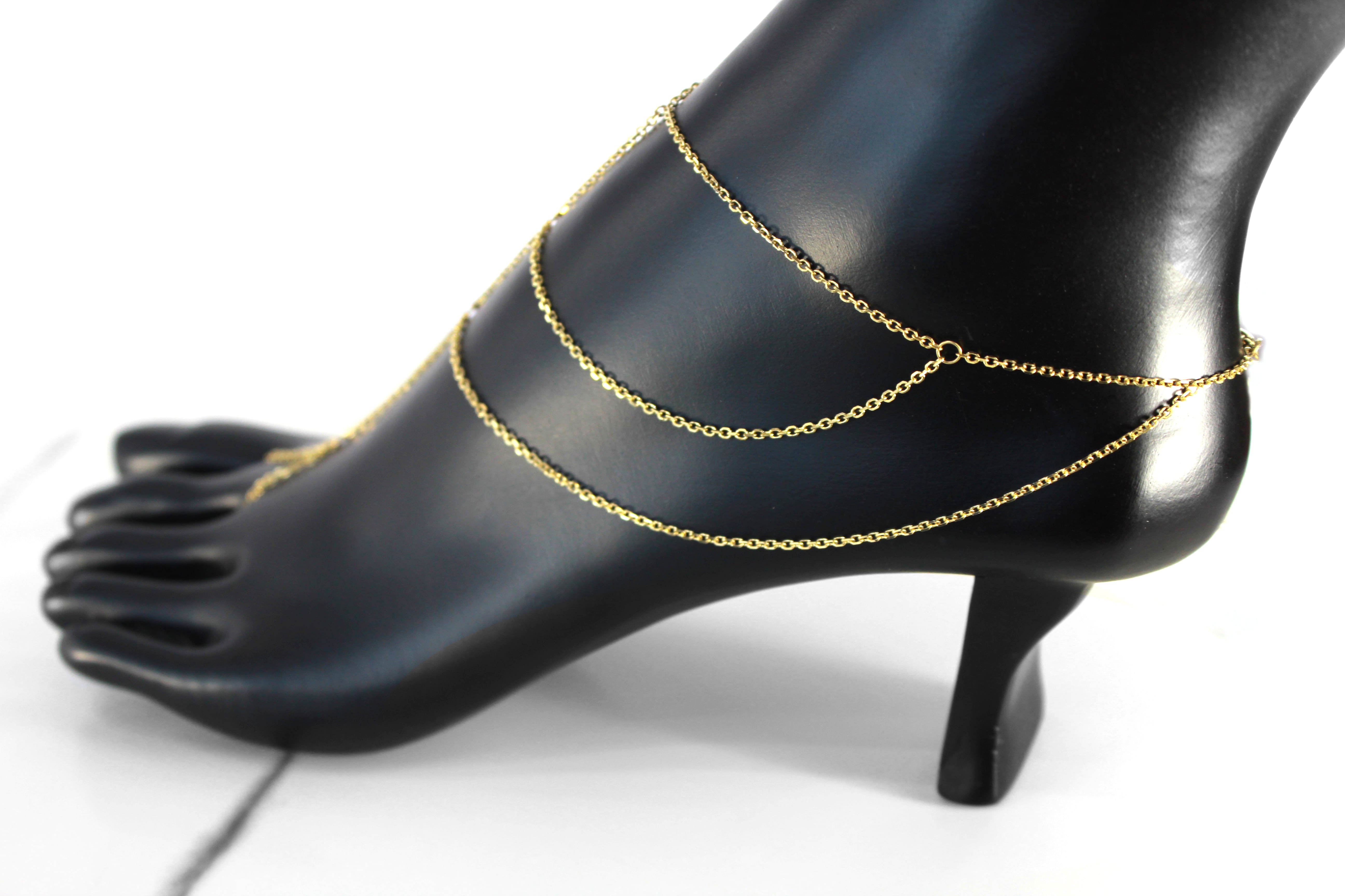 14k Solid Gold Aliyah Foot Chain