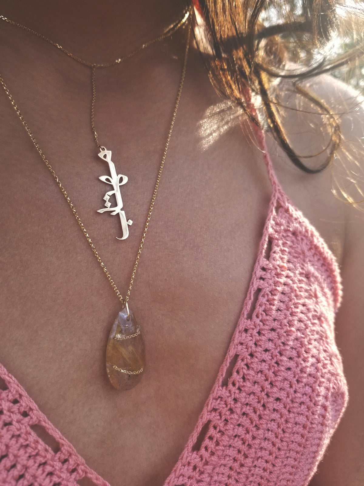 PRINT Calligraphy Persian/Arabic Lariat Necklace