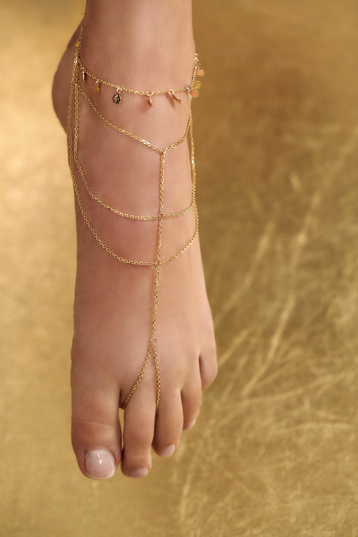 14k Solid Gold Mandala Anklet