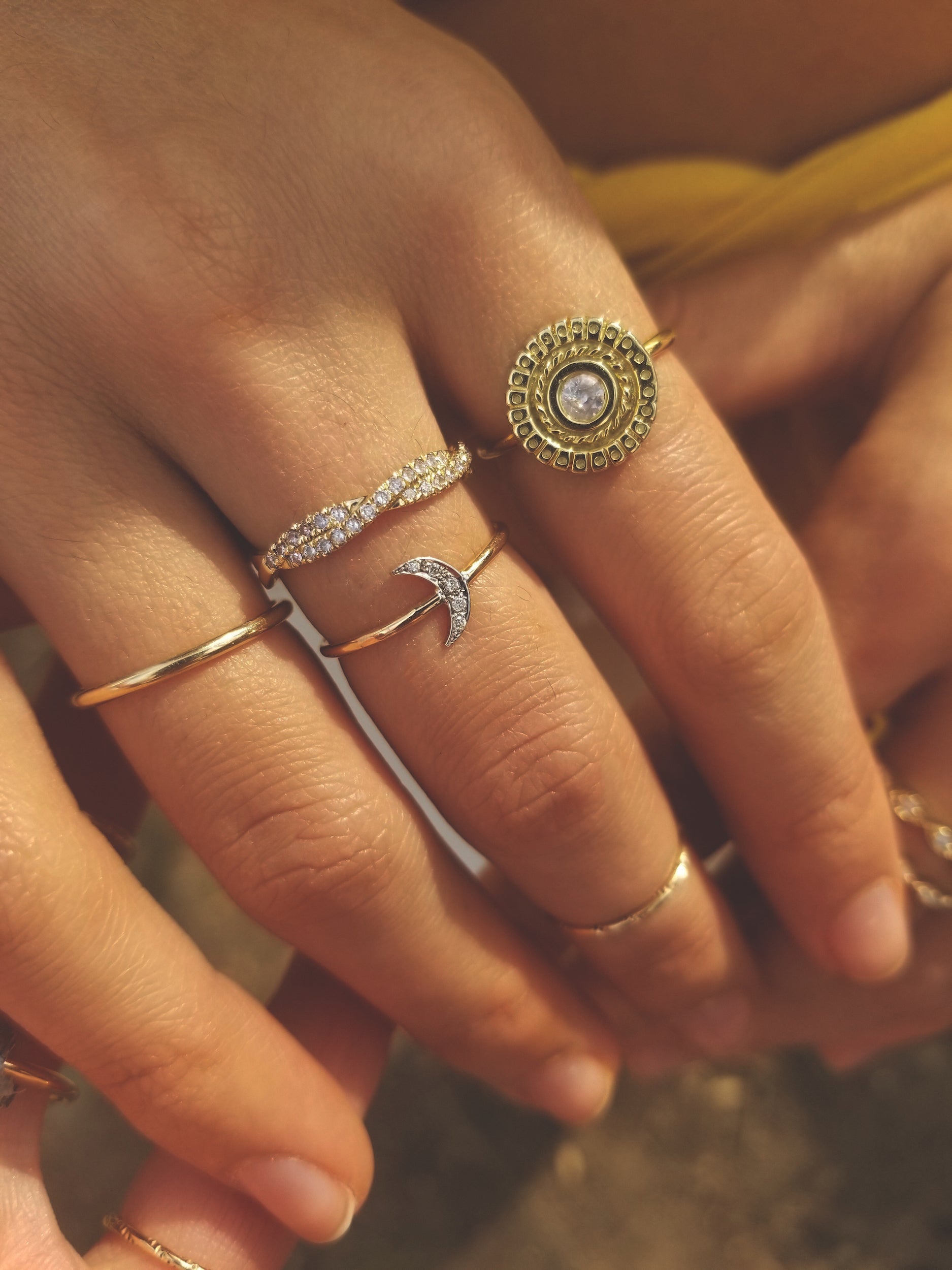 Mena Dainty Diamond Moon Ring