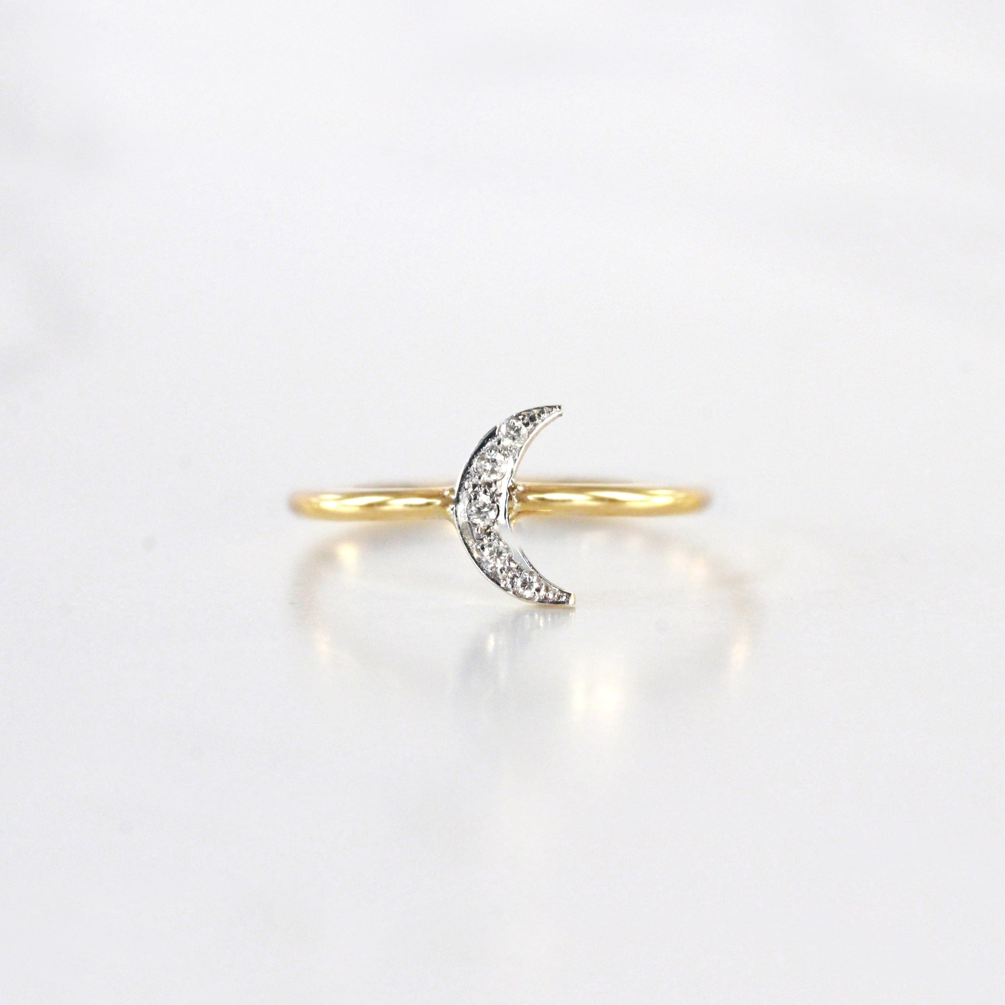 Mena Dainty Diamond Moon Ring