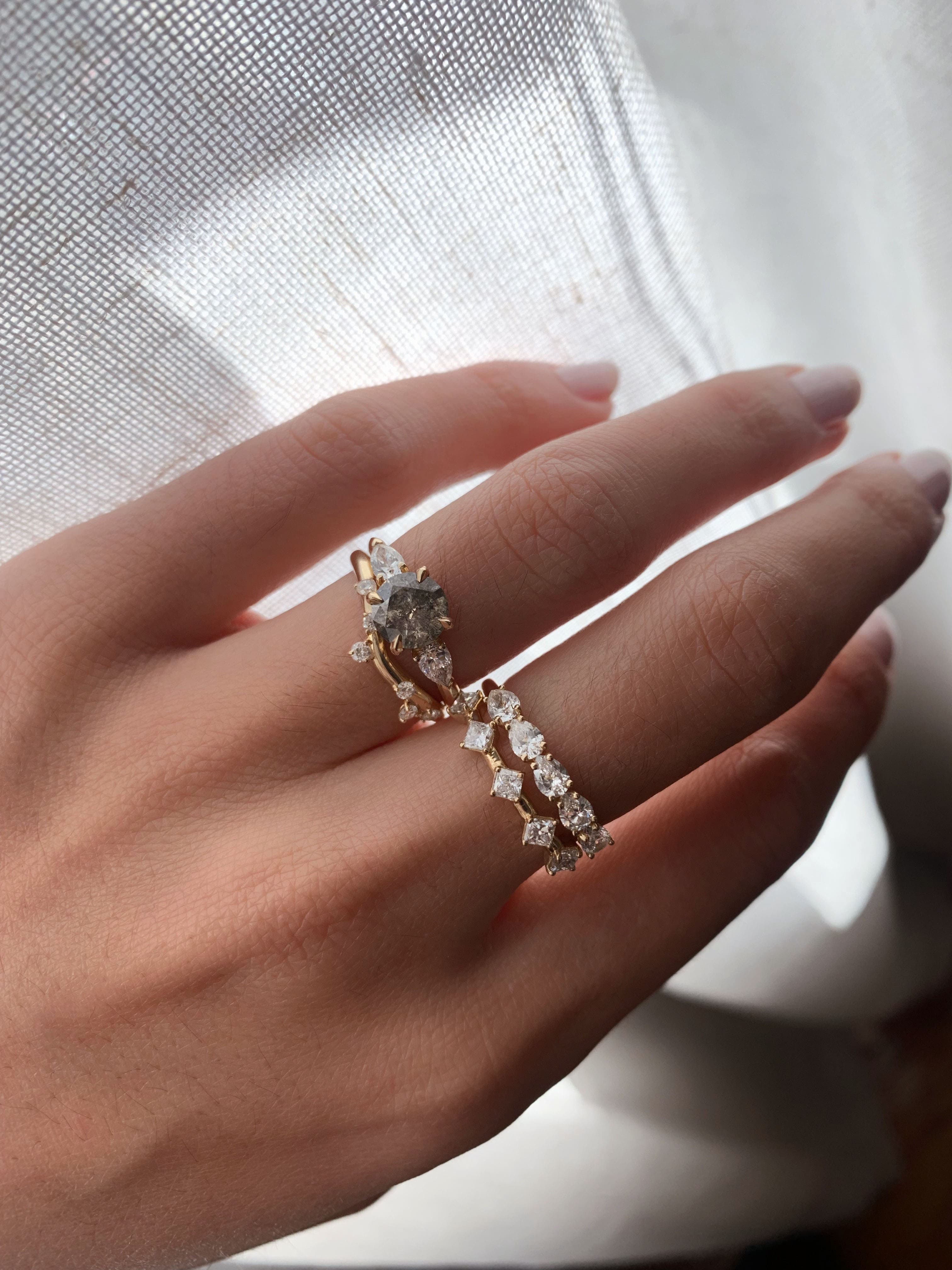 Salt & Pepper Diamond Custom Engagement Ring
