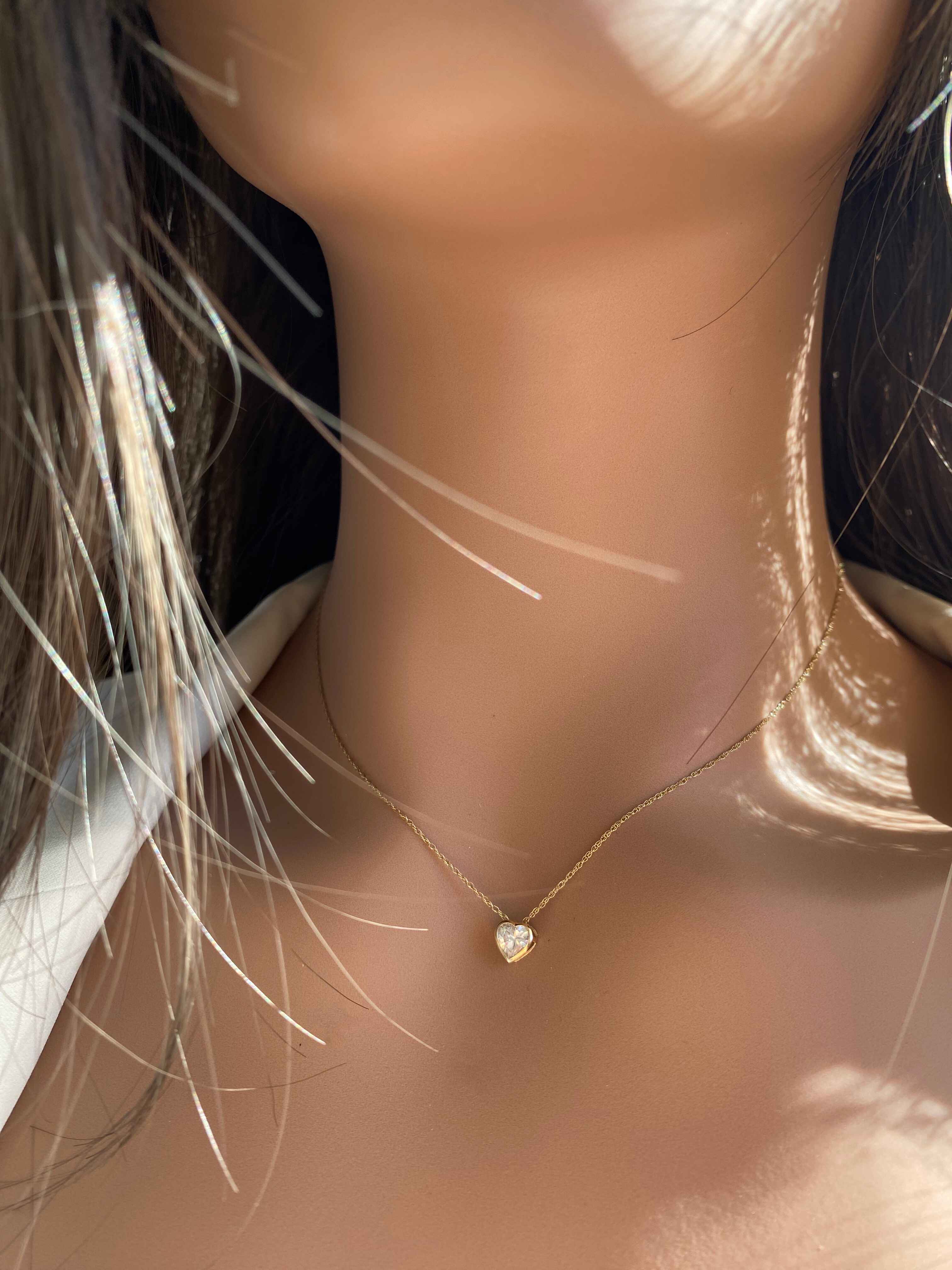 Mini 14k Gold Heart Bezel Necklace