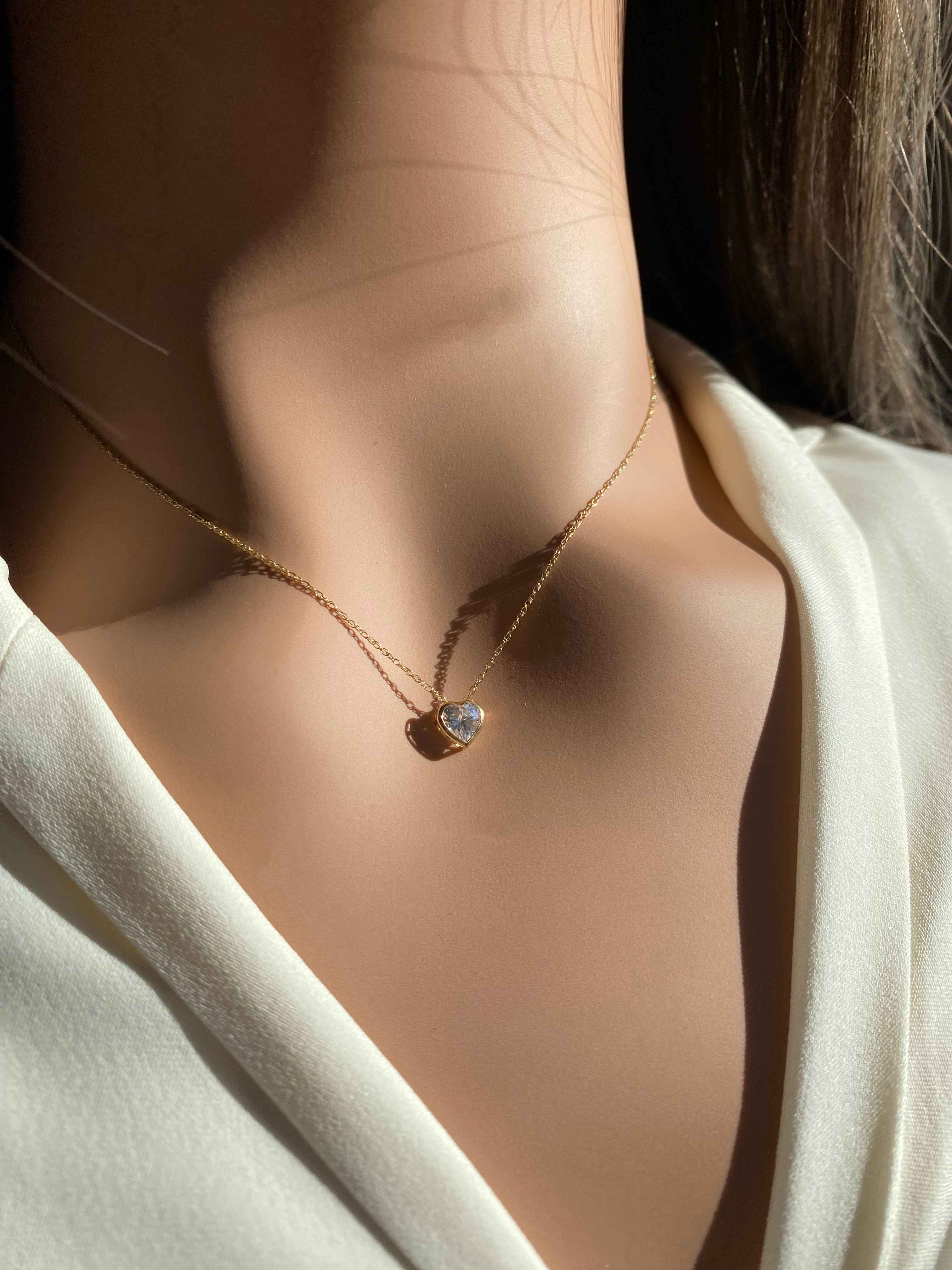 Mini 14k Gold Heart Bezel Necklace