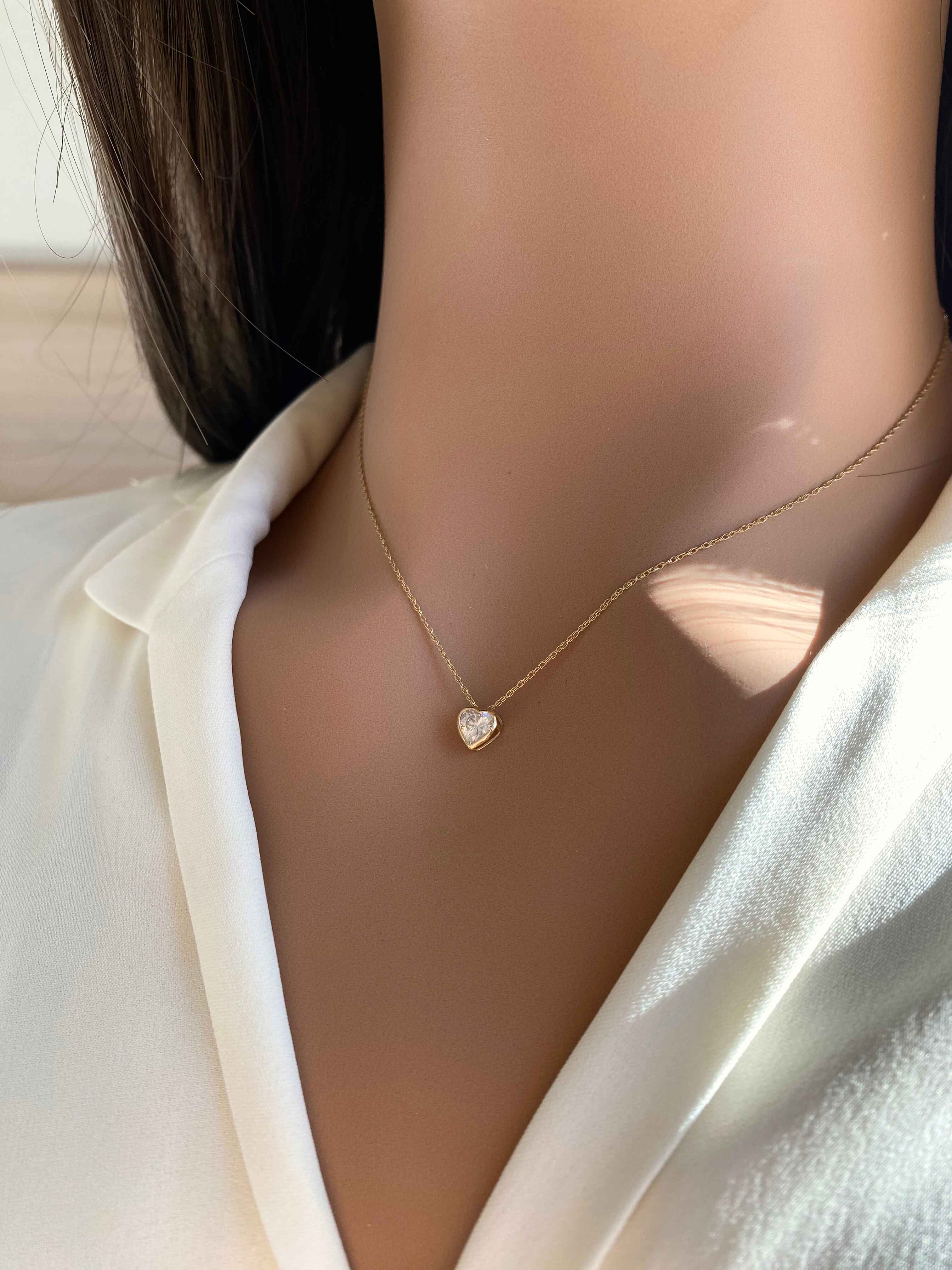 Mini 14k Gold Heart Bezel Necklace