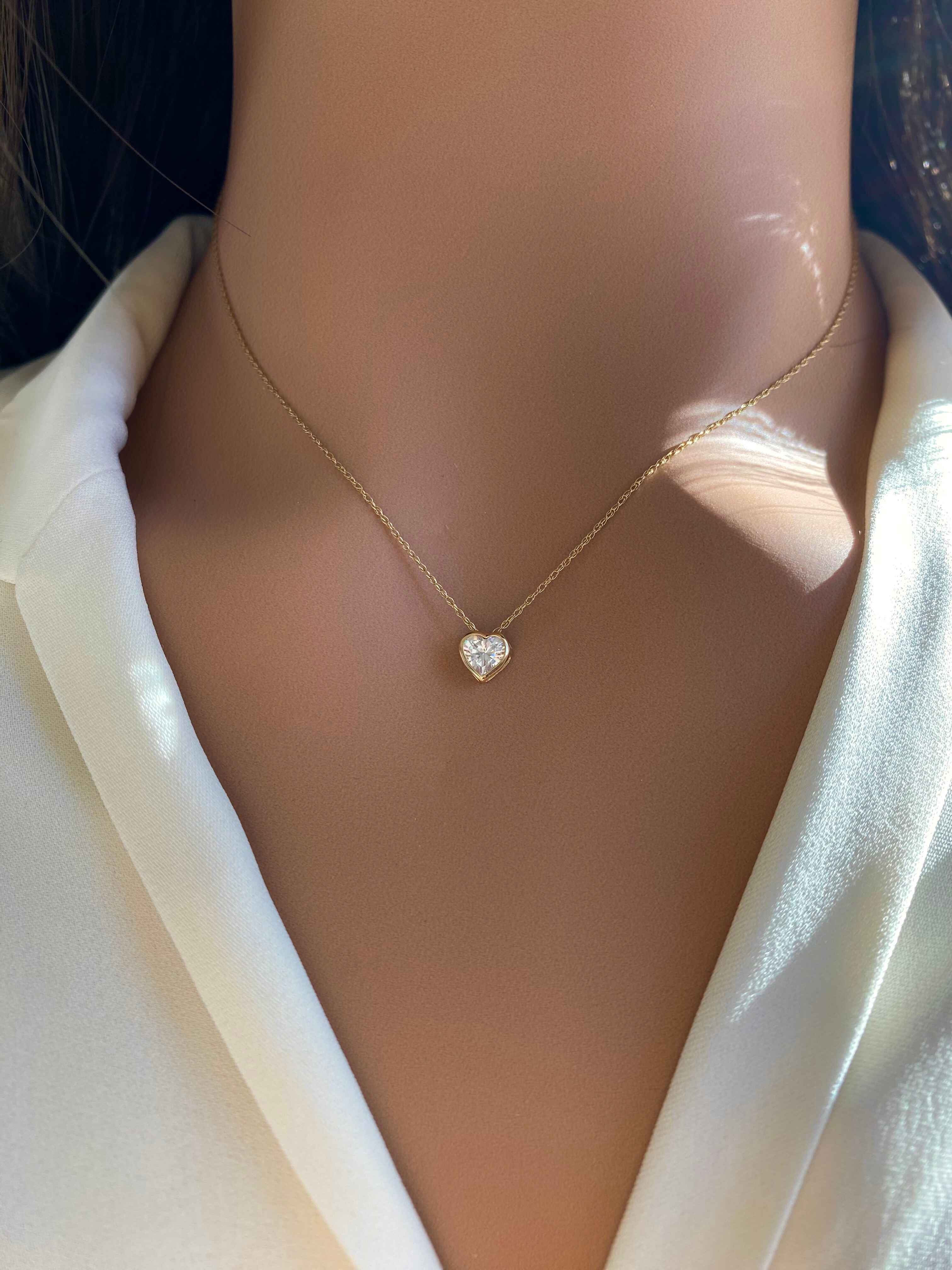 Mini 14k Gold Heart Bezel Necklace