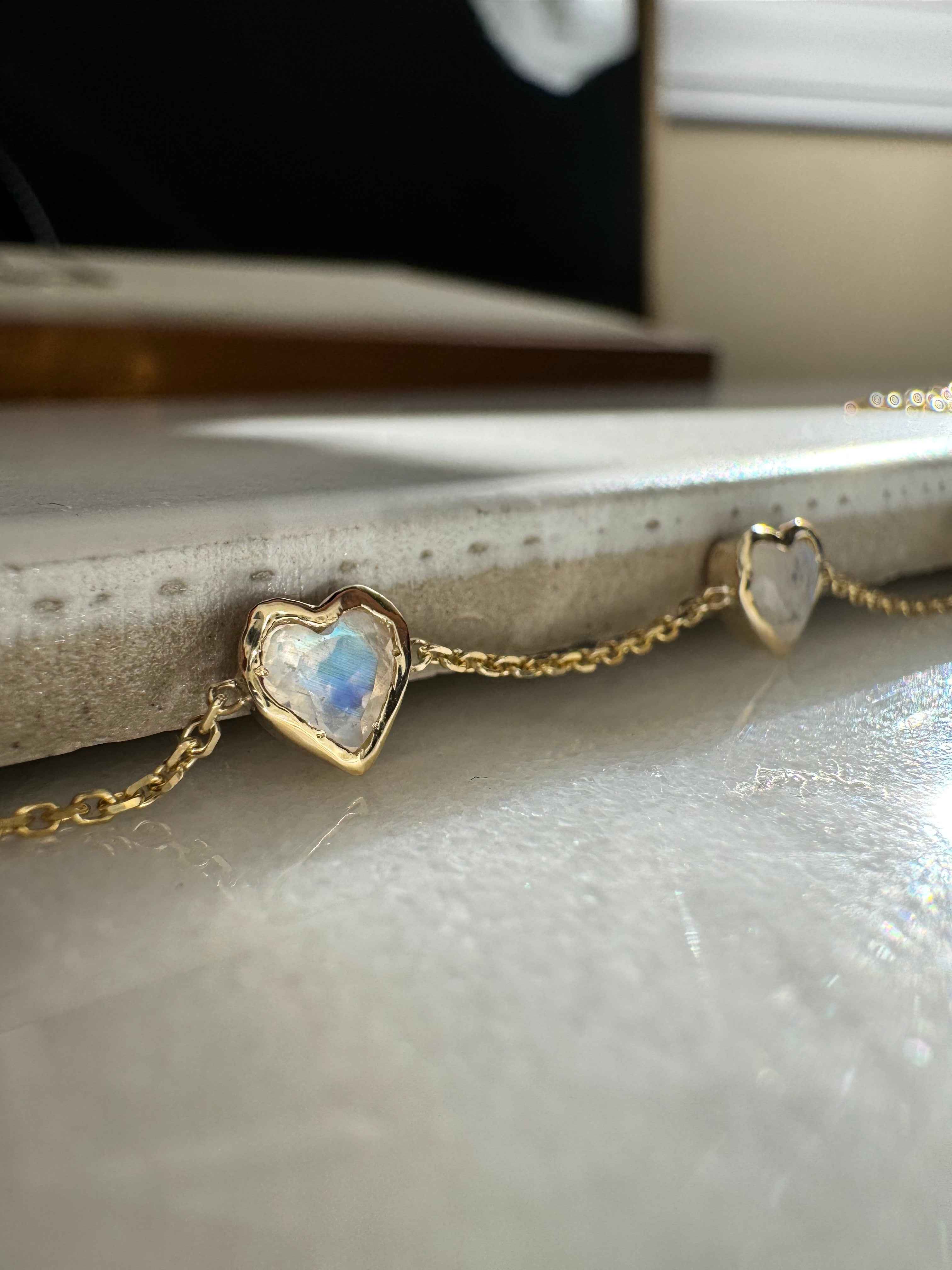 Faceted Heart Moonstone Bracelet