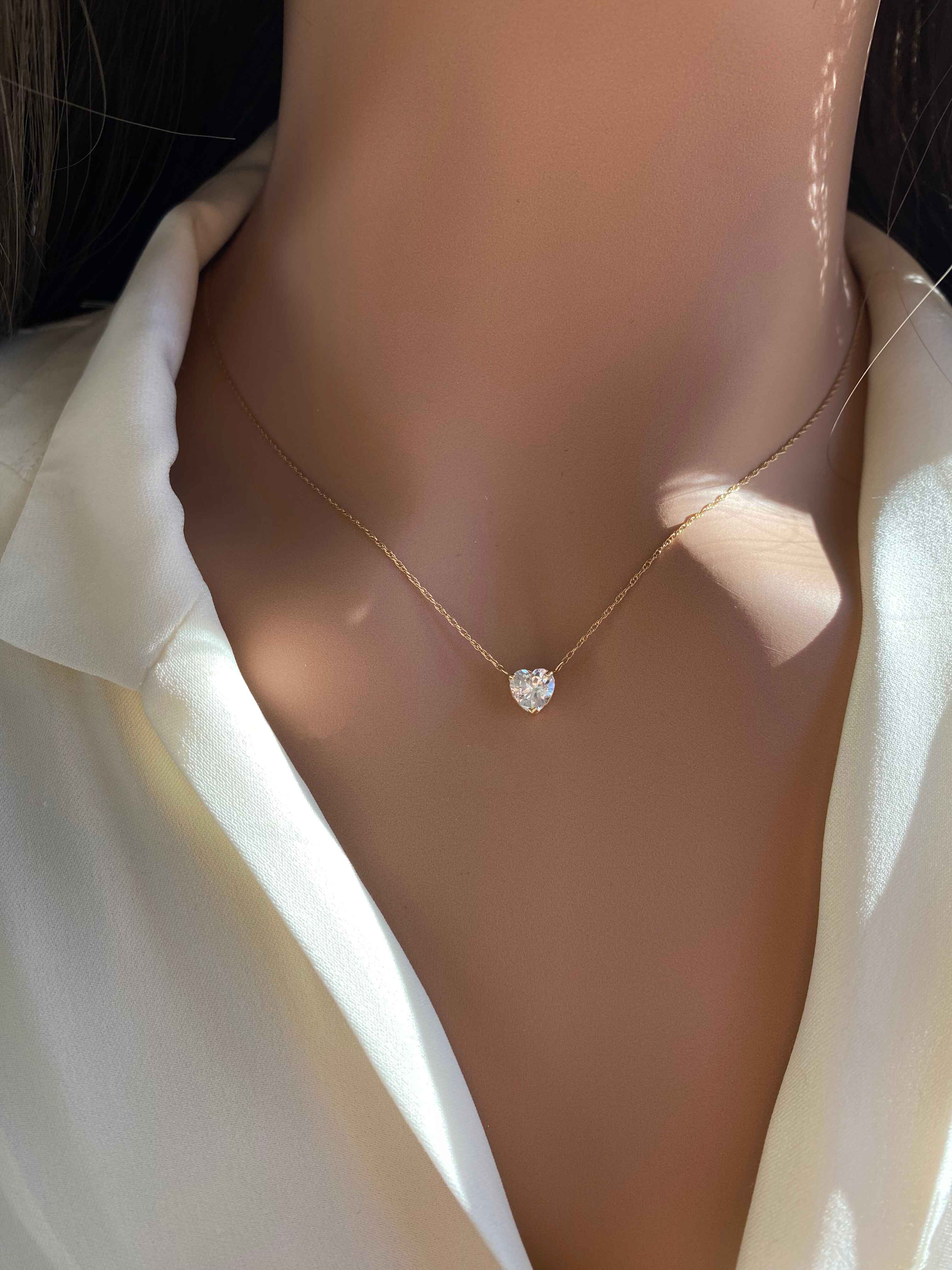 Mini 14k Gold Heart Prong Necklace