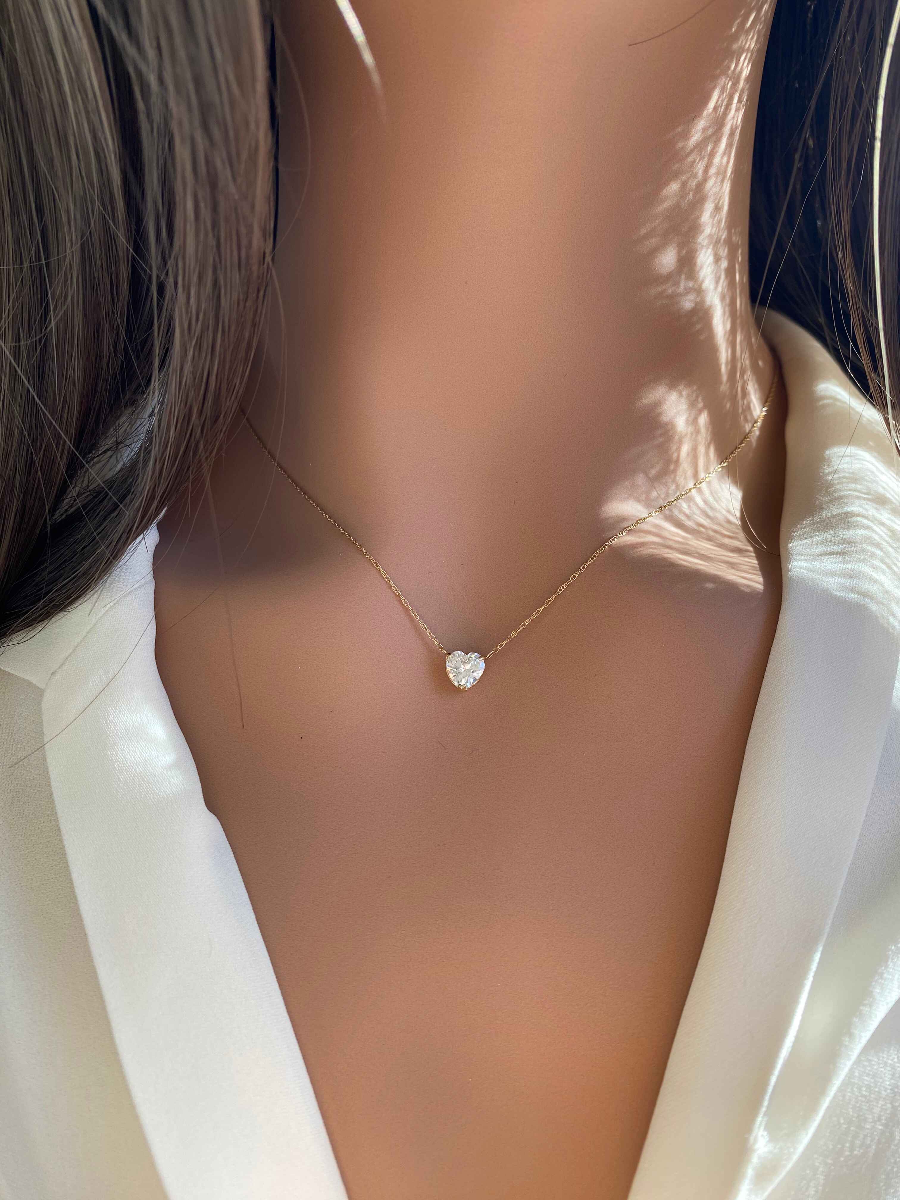 Mini 14k Gold Heart Prong Necklace