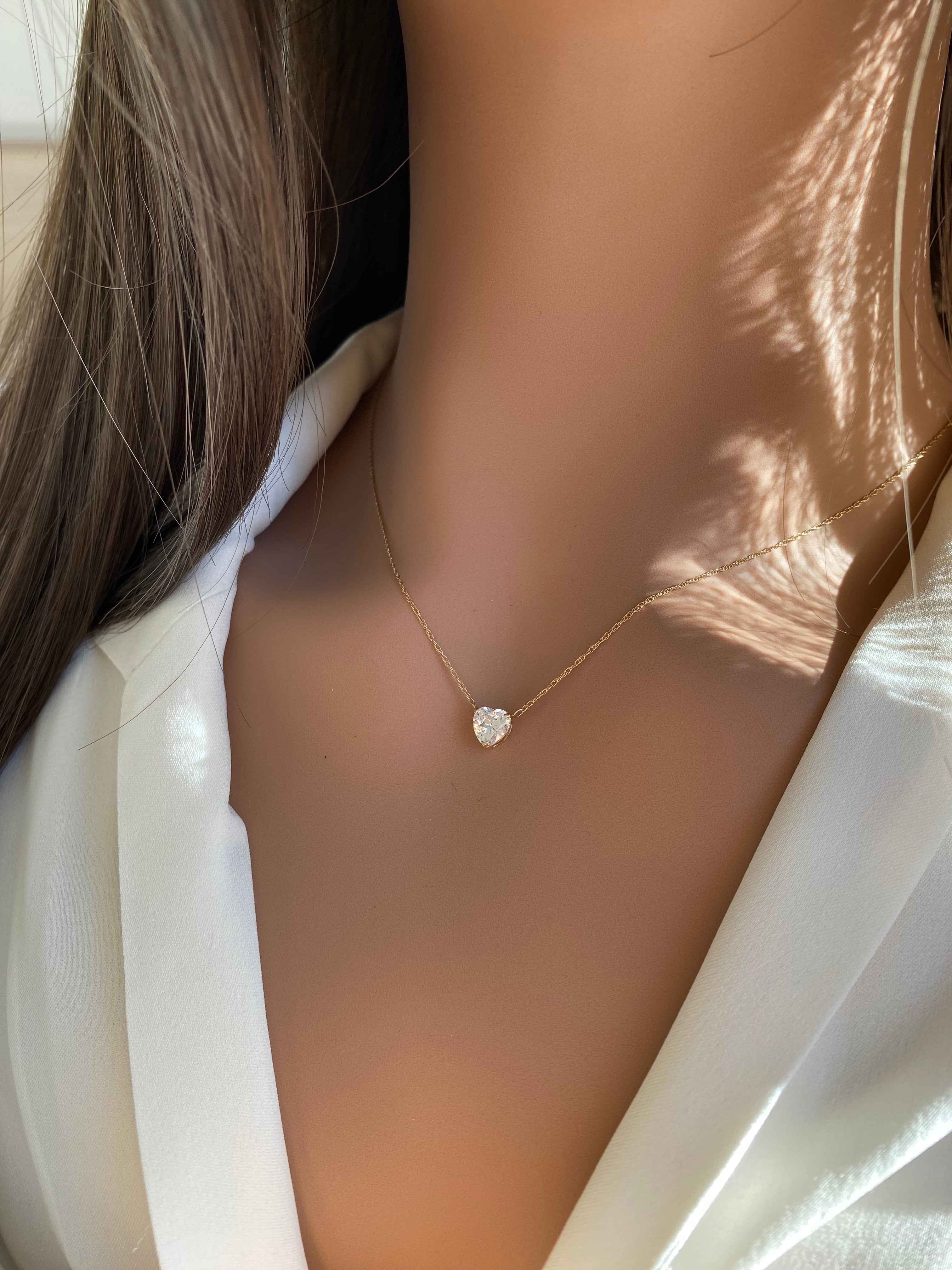 Mini 14k Gold Heart Prong Necklace