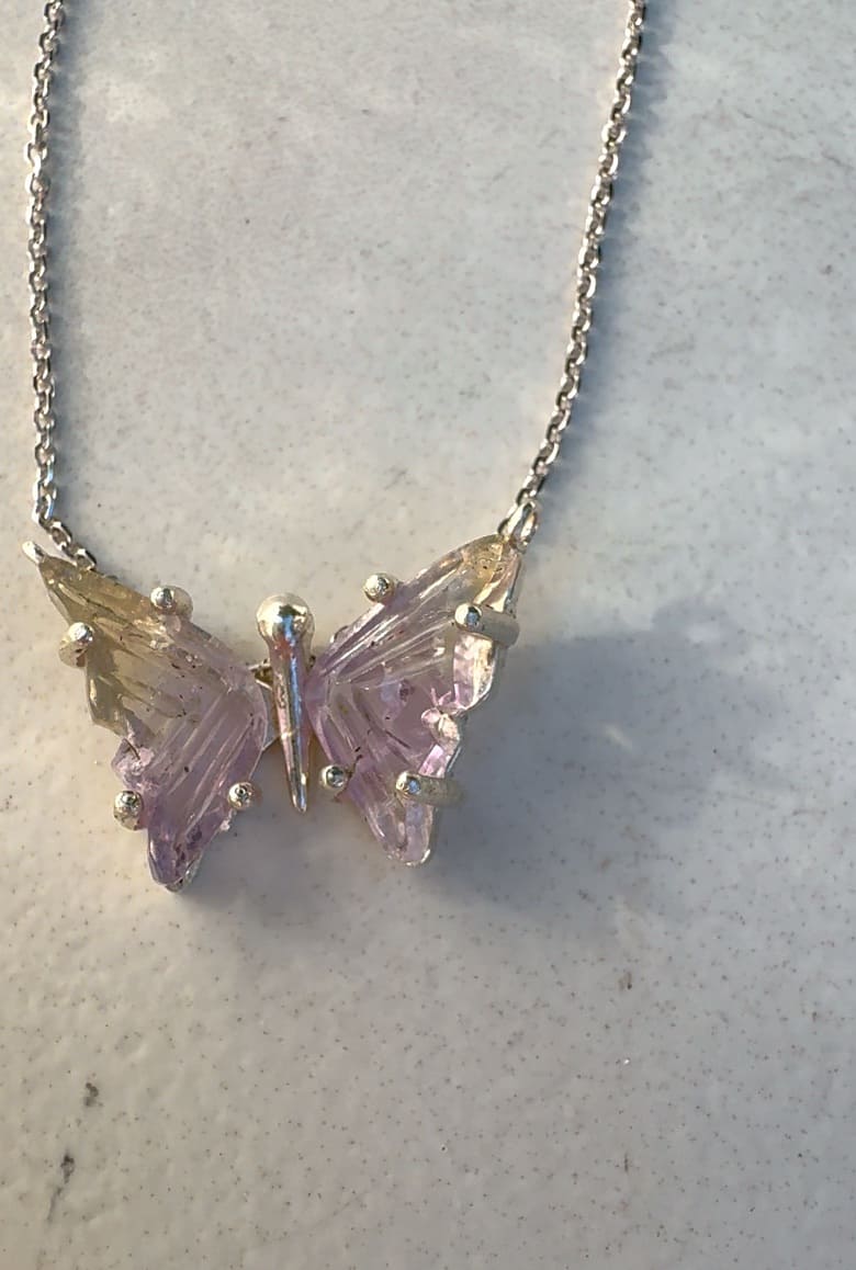 Ametrine (Amethyst and Citrine) Butterfly Necklace