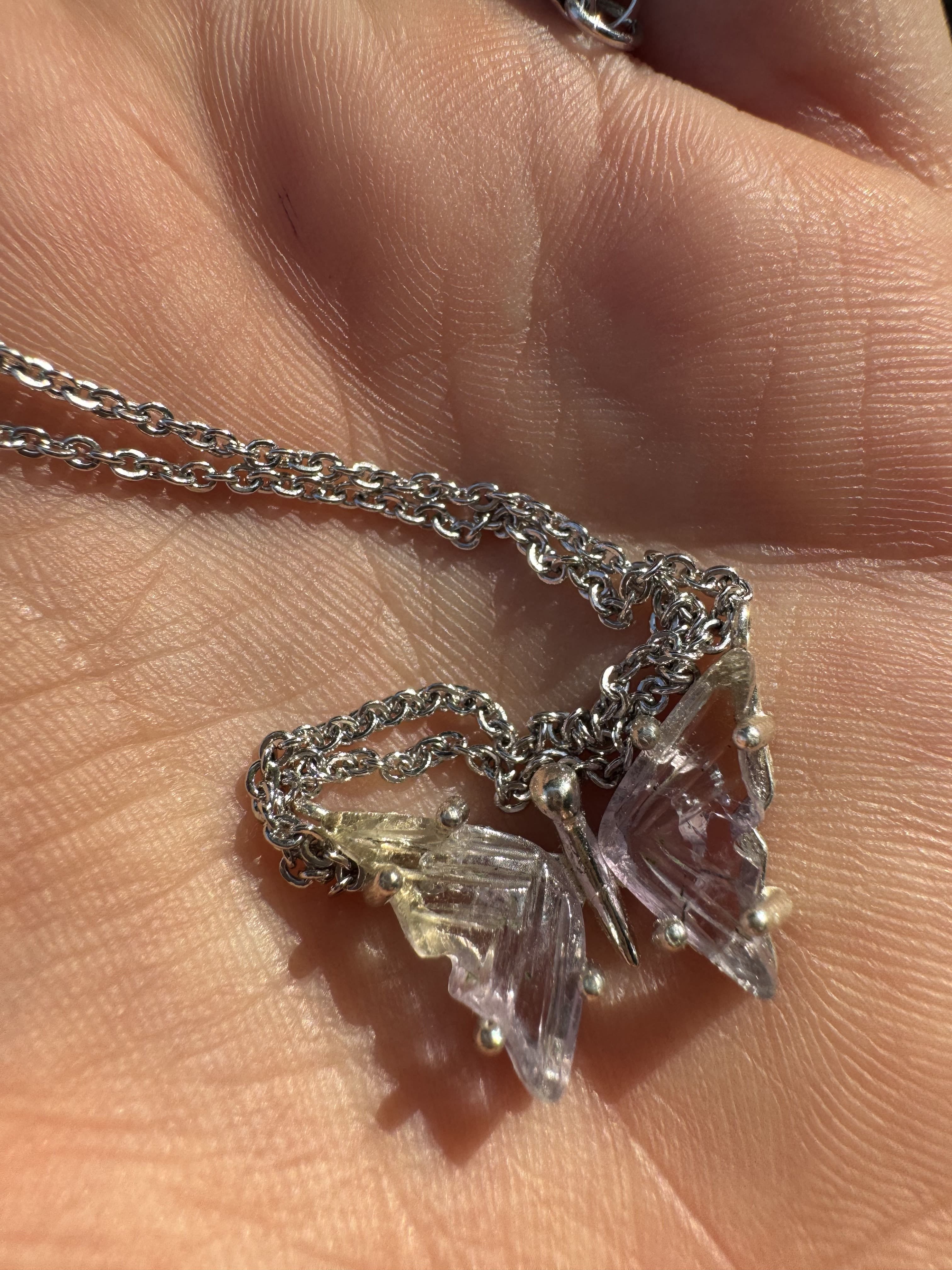 Ametrine (Amethyst and Citrine) Butterfly Necklace