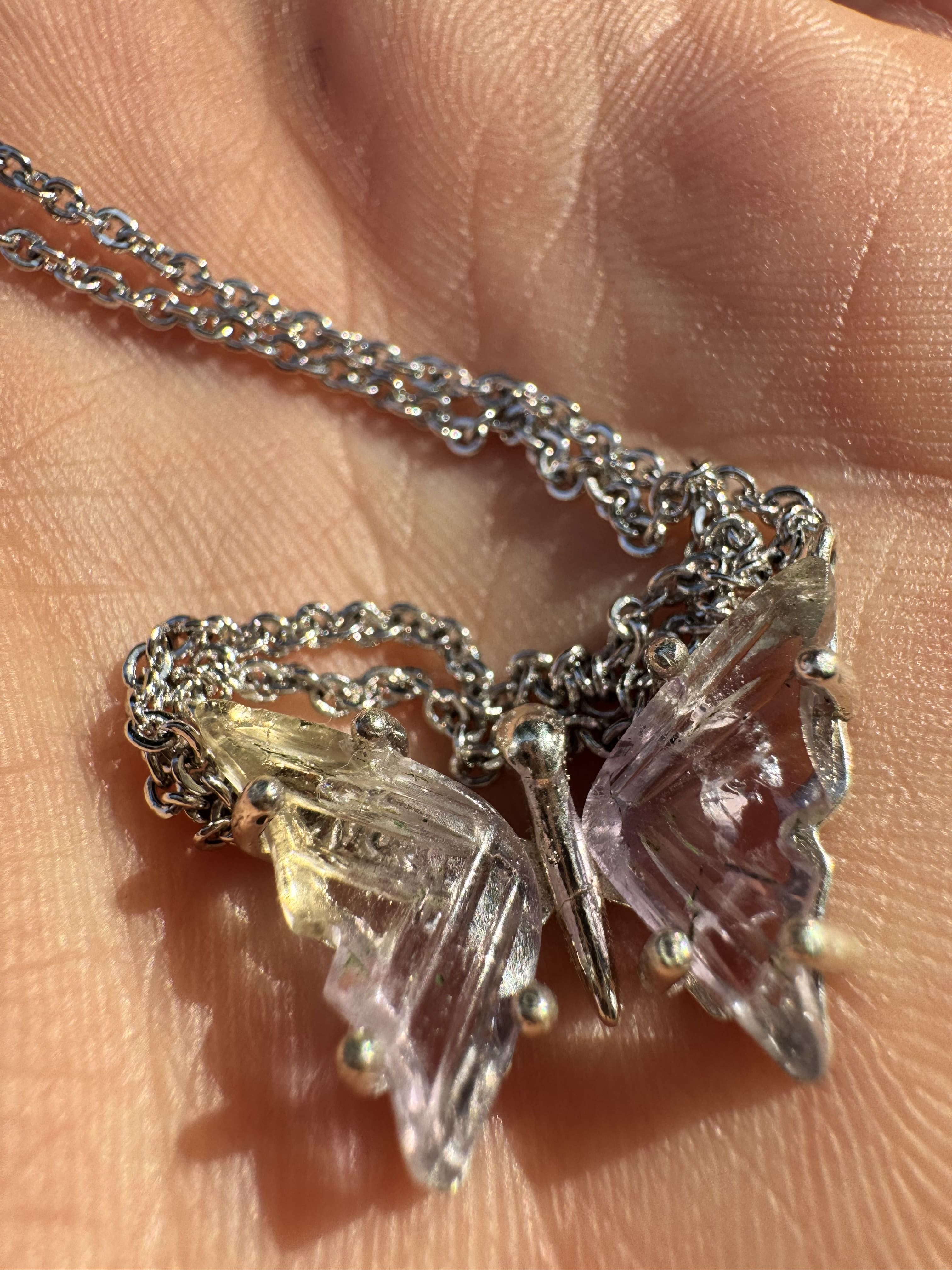 Ametrine (Amethyst and Citrine) Butterfly Necklace
