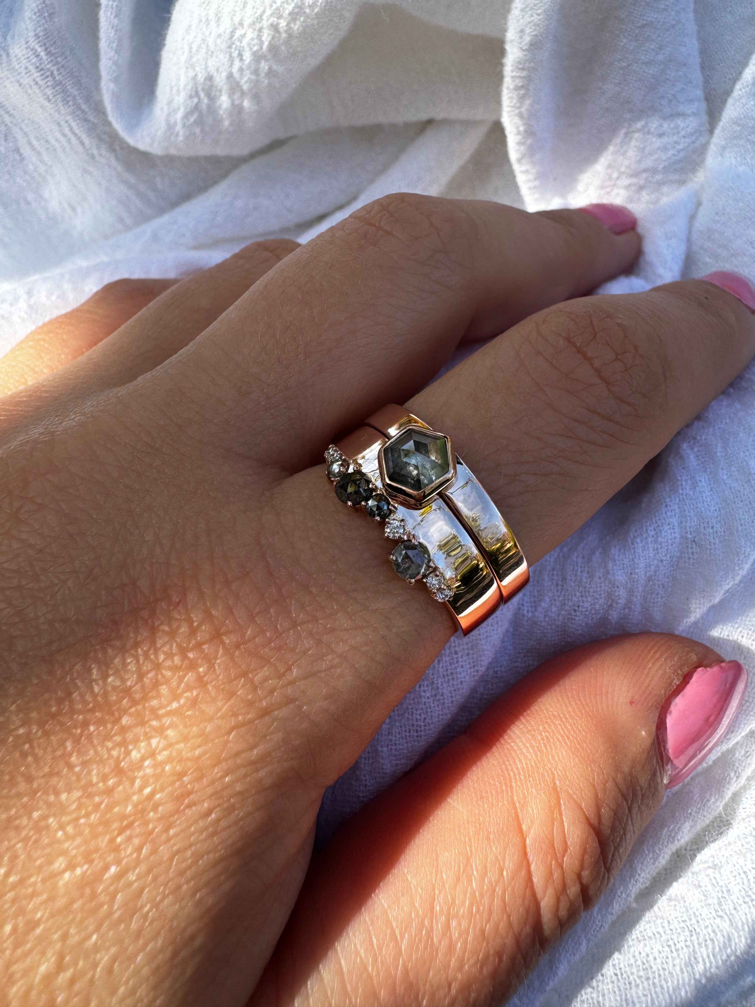 Salt & Pepper Diamond Custom Engagement Ring