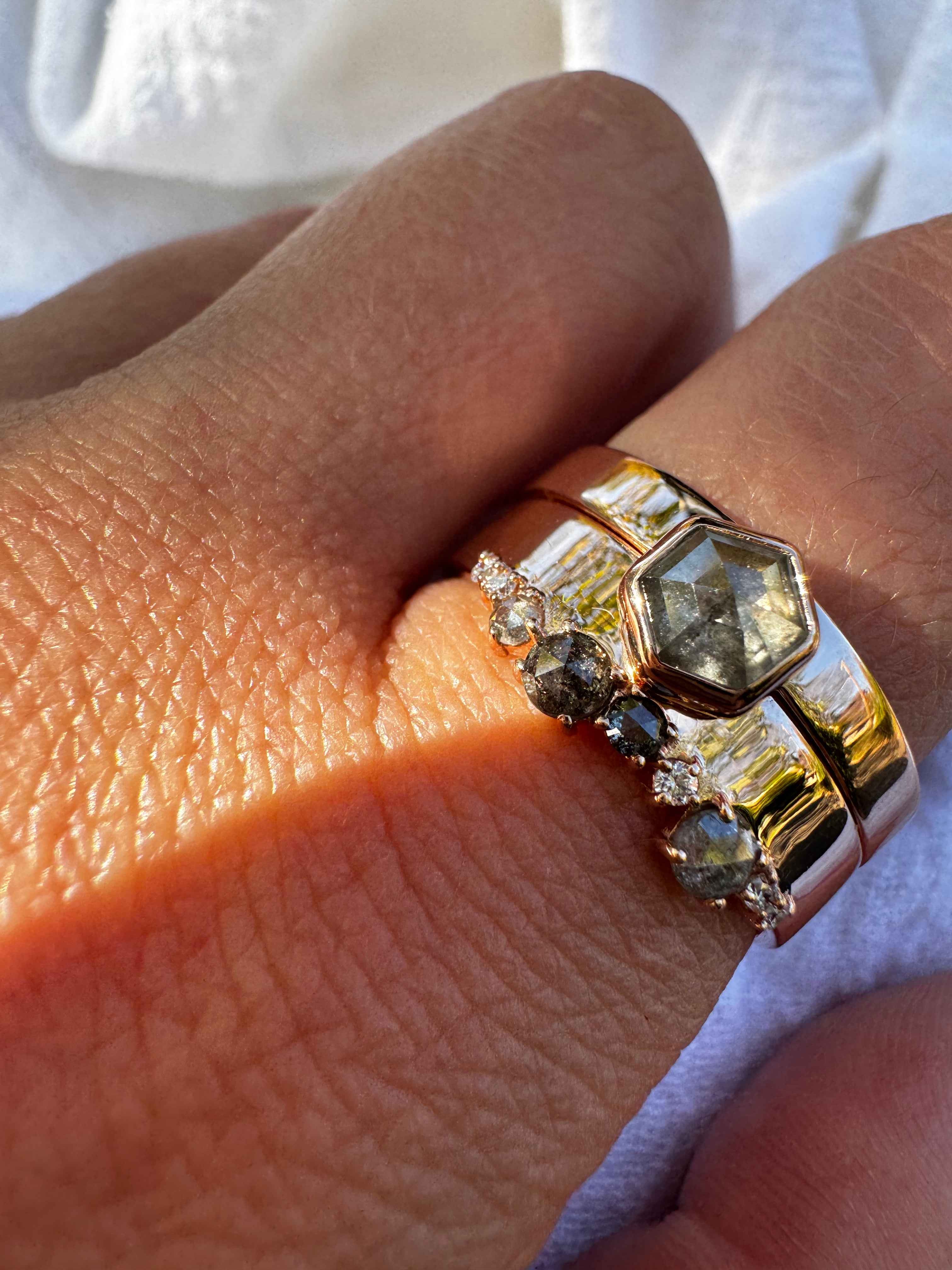 Salt & Pepper Diamond Custom Engagement Ring