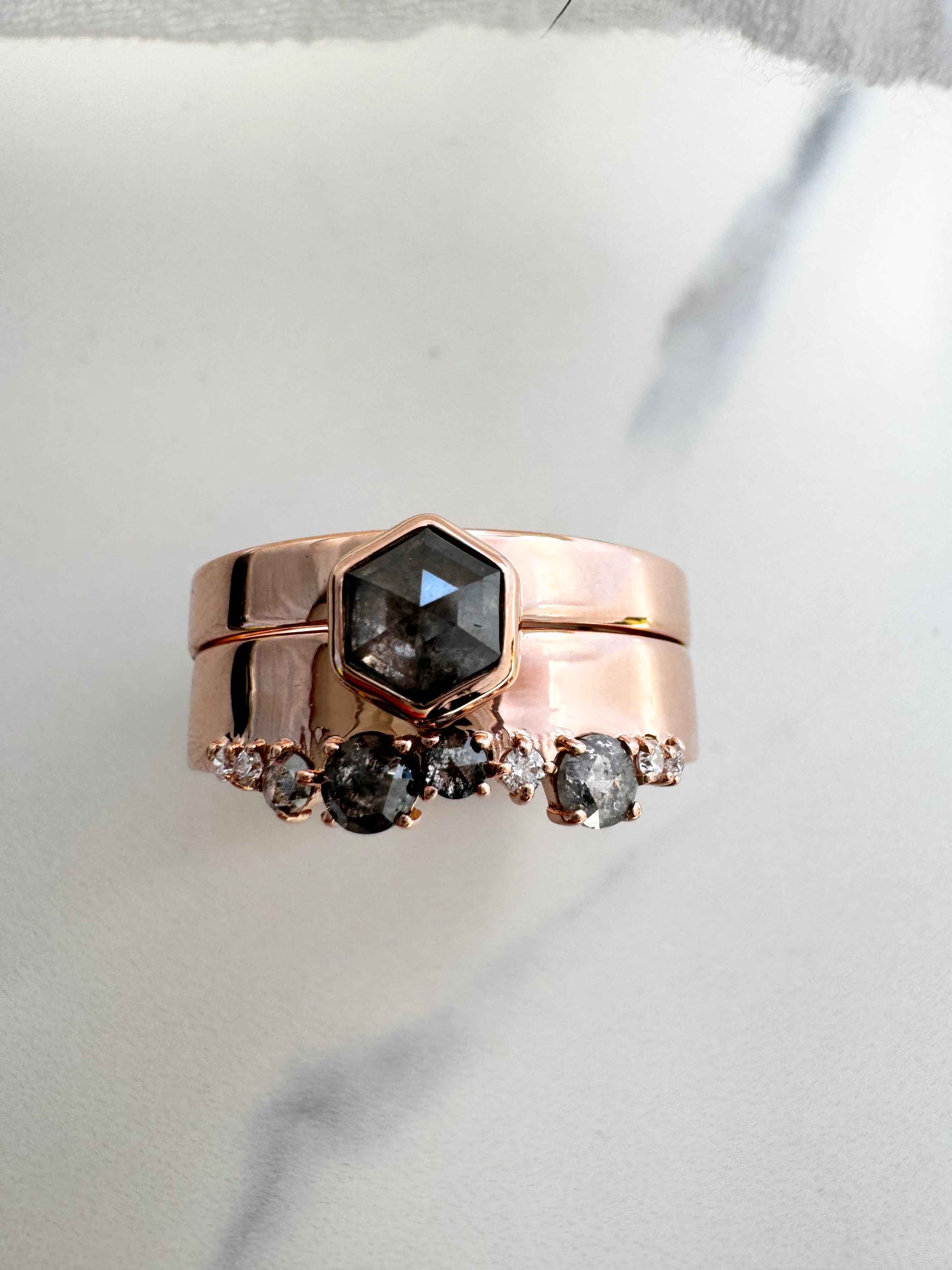 Salt & Pepper Diamond Custom Engagement Ring