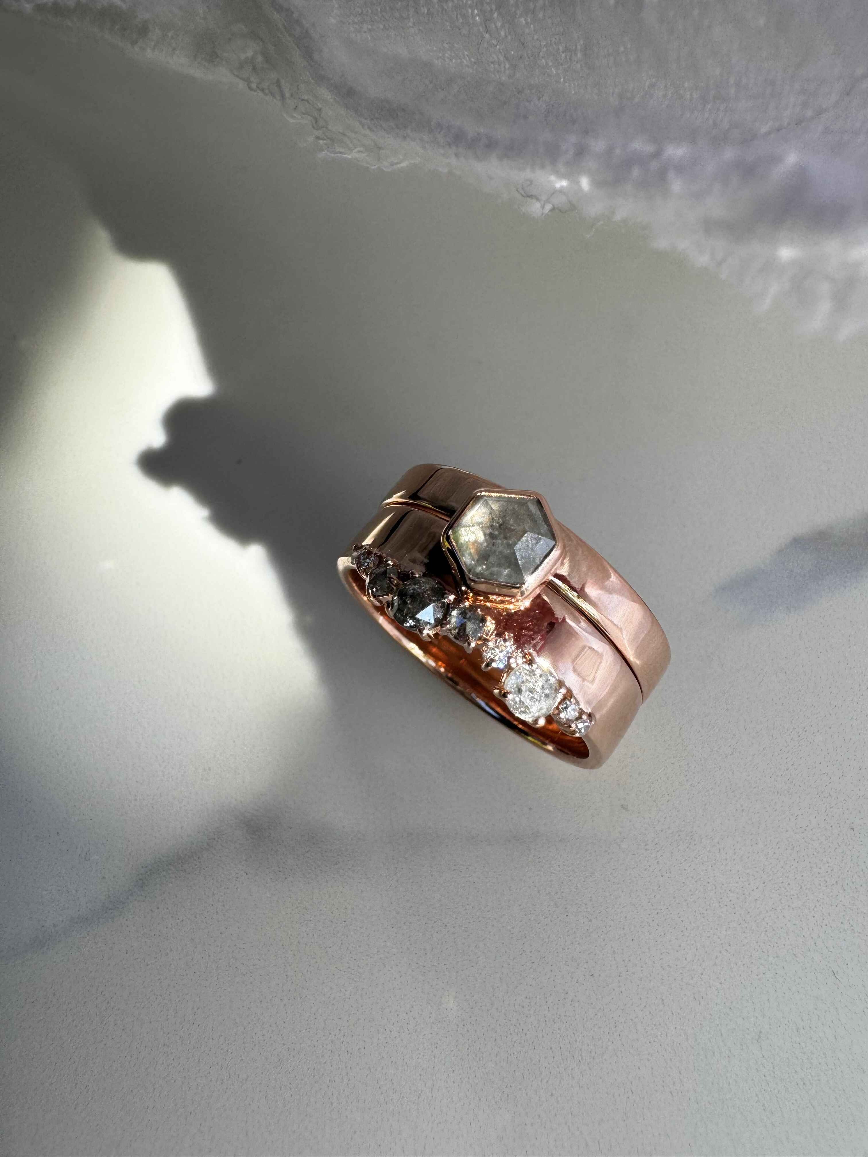 Salt & Pepper Diamond Custom Engagement Ring