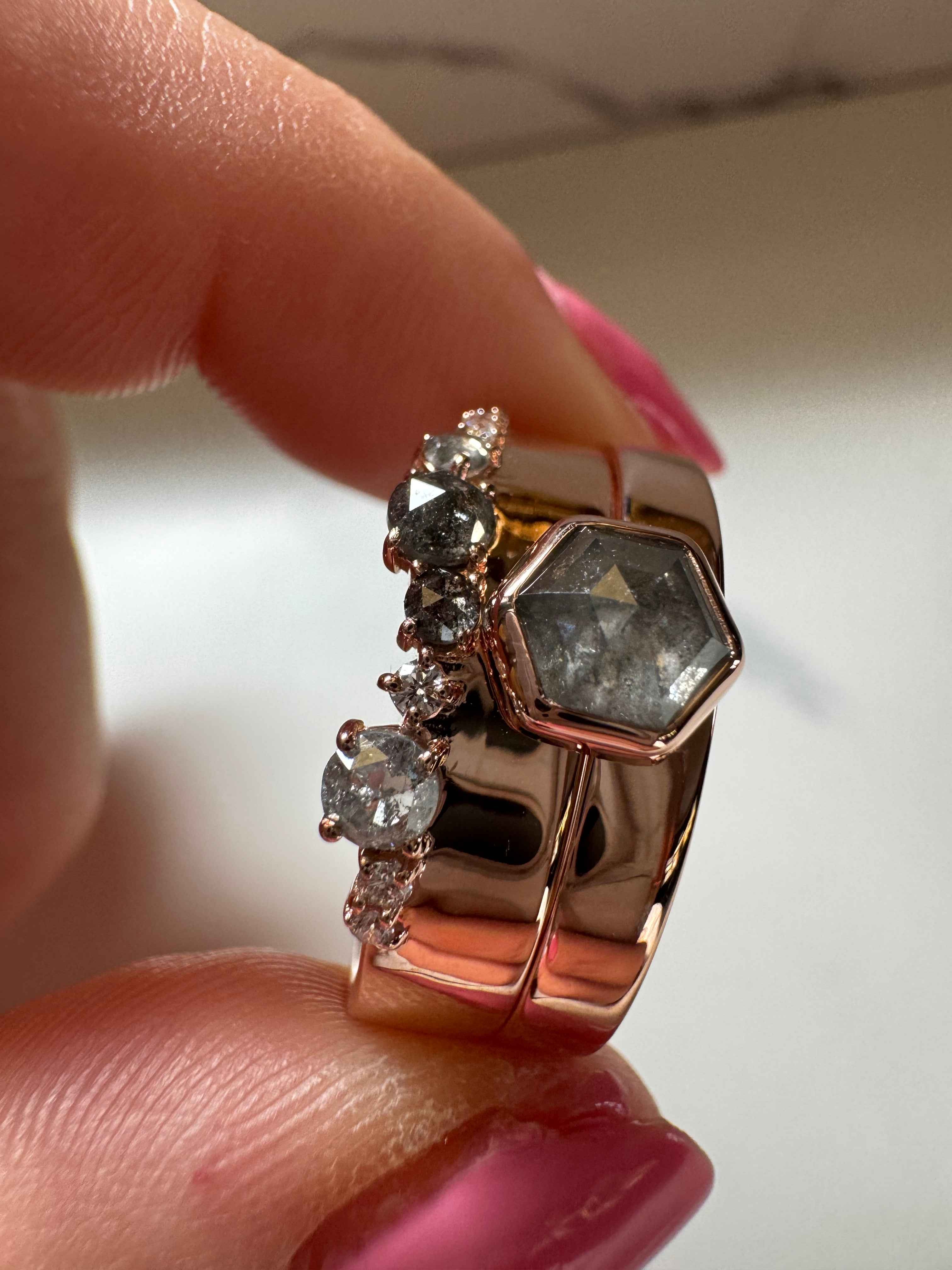 Salt & Pepper Diamond Custom Engagement Ring
