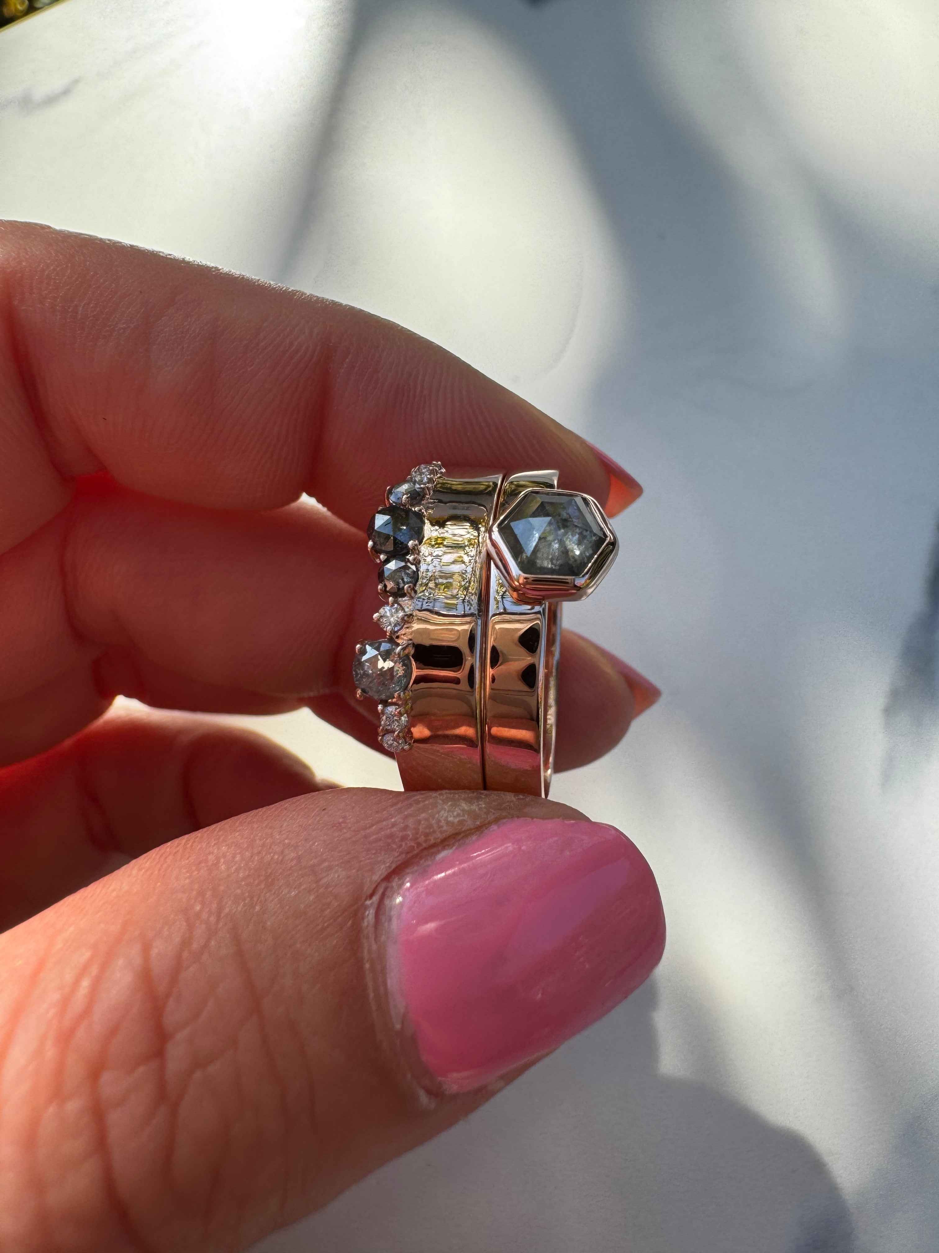 Salt & Pepper Diamond Custom Engagement Ring