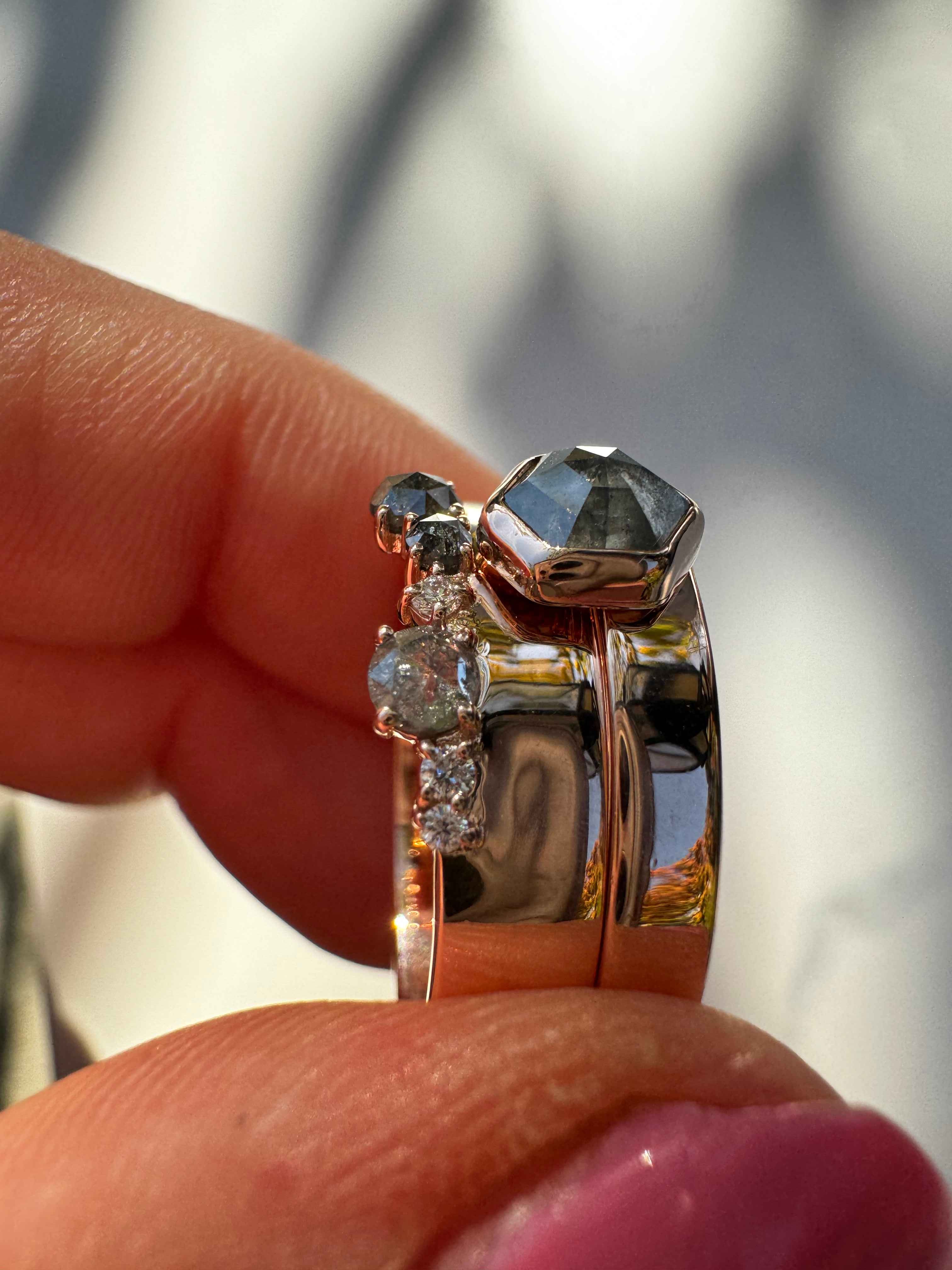 Salt & Pepper Diamond Custom Engagement Ring