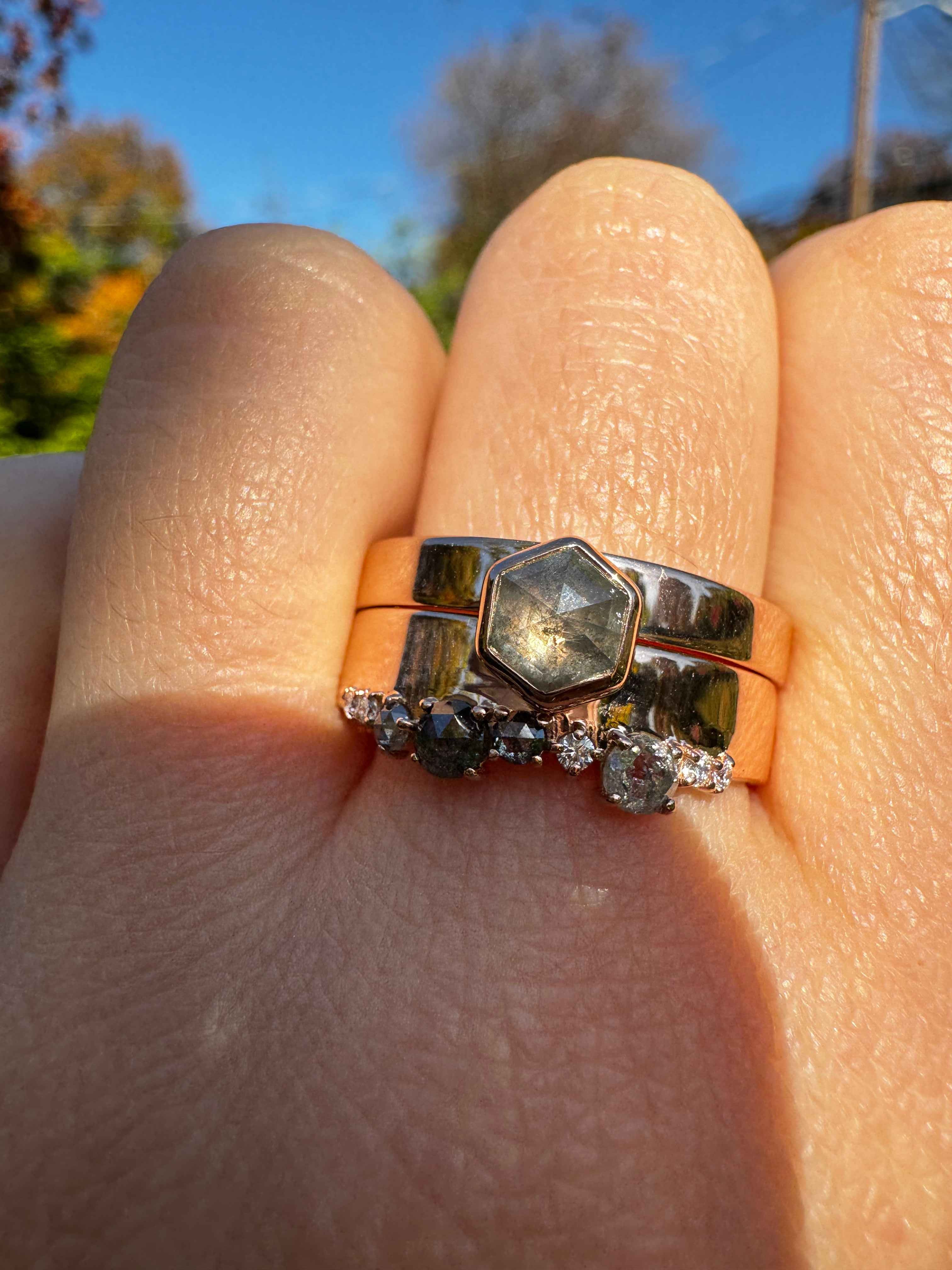 Salt & Pepper Diamond Custom Engagement Ring