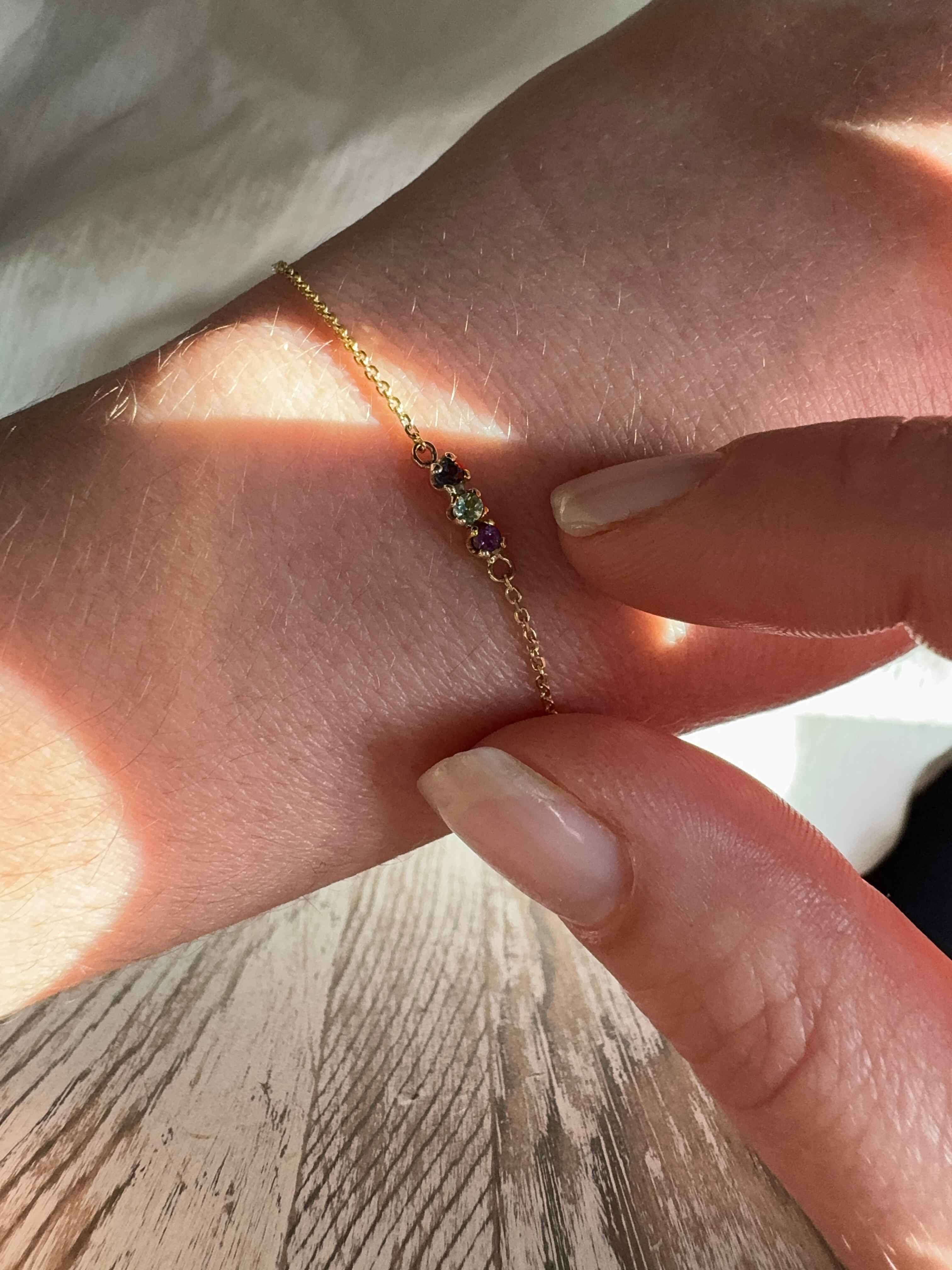 Dainty 14k Gold Birthstone Bracelet