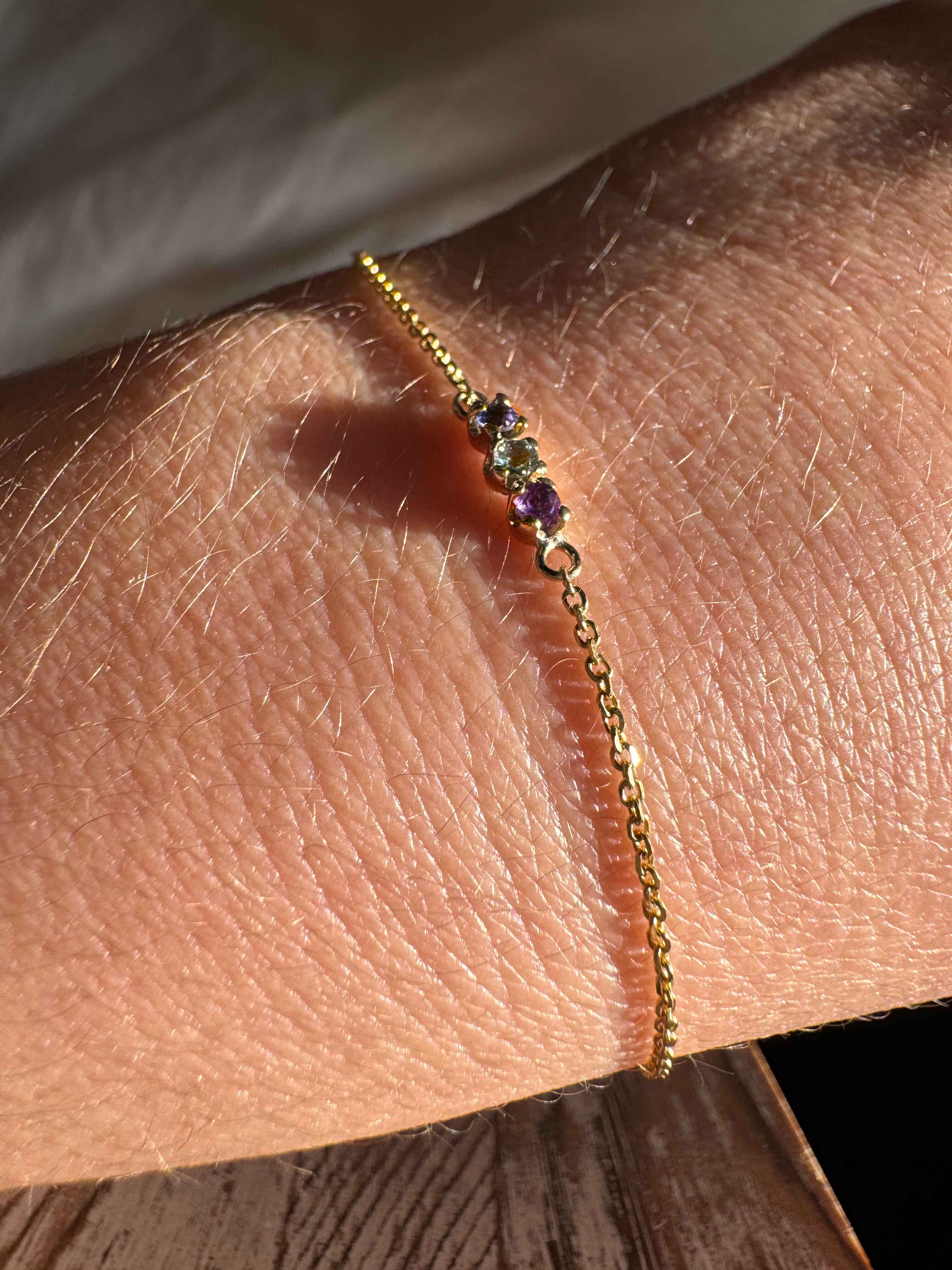 Dainty 14k Gold Birthstone Bracelet