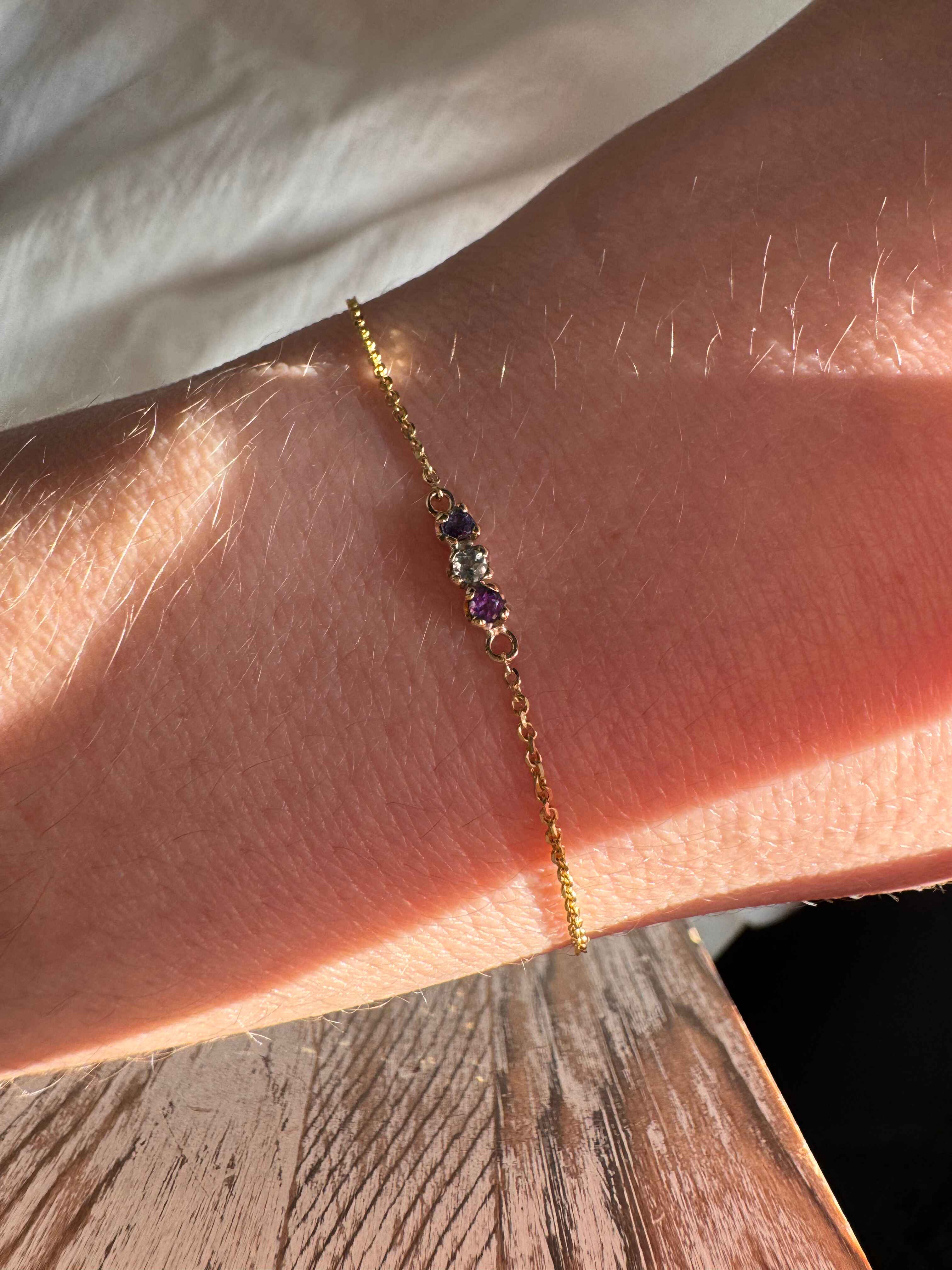 Dainty 14k Gold Birthstone Bracelet