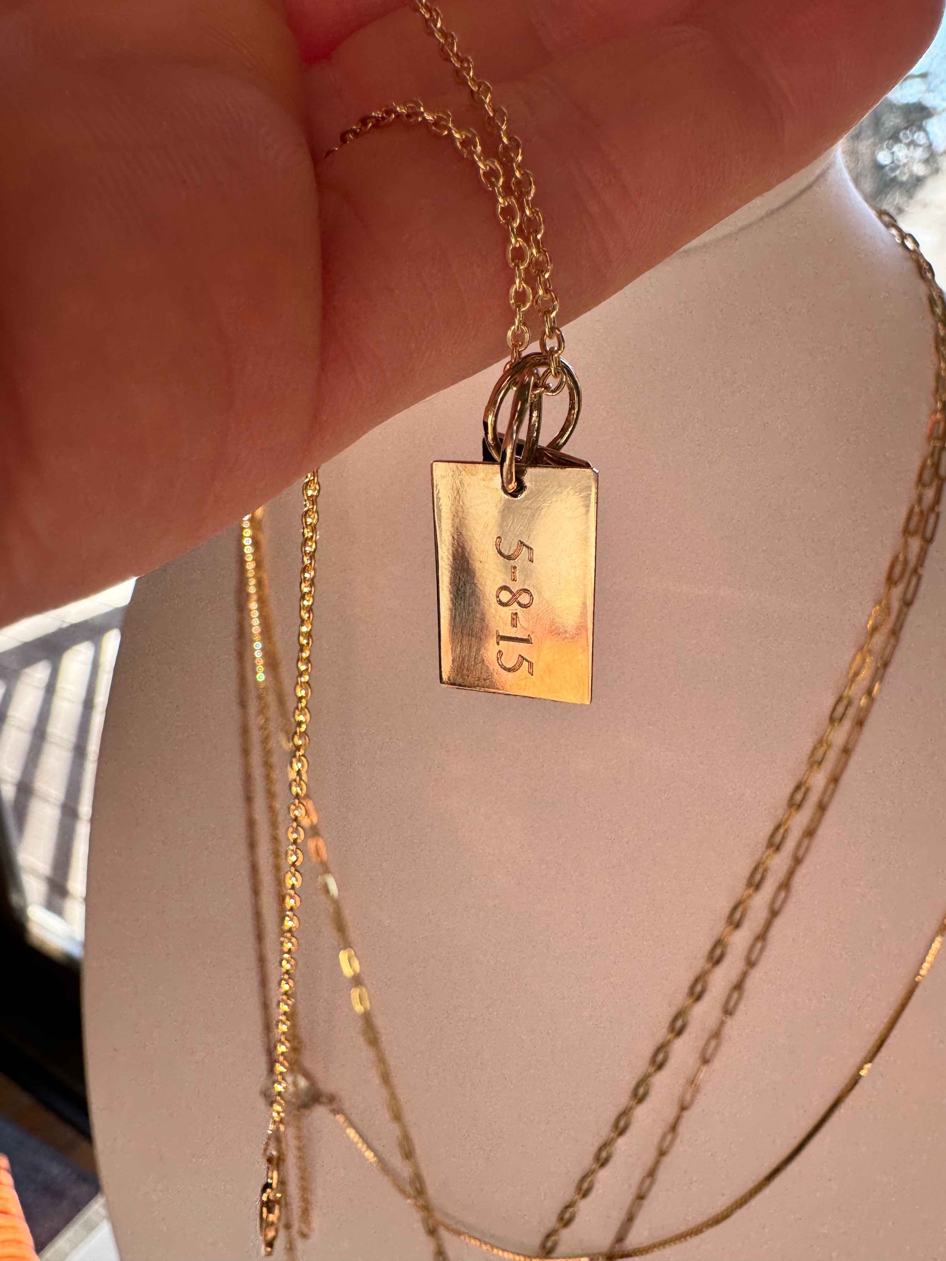 Engravable 14k Gold Tag Charm Necklace