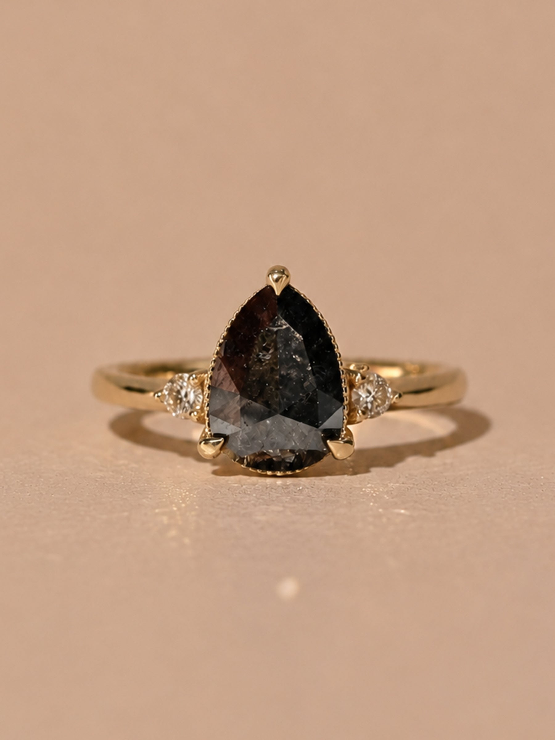 Pear Salt & Pepper Diamond Engagement Ring