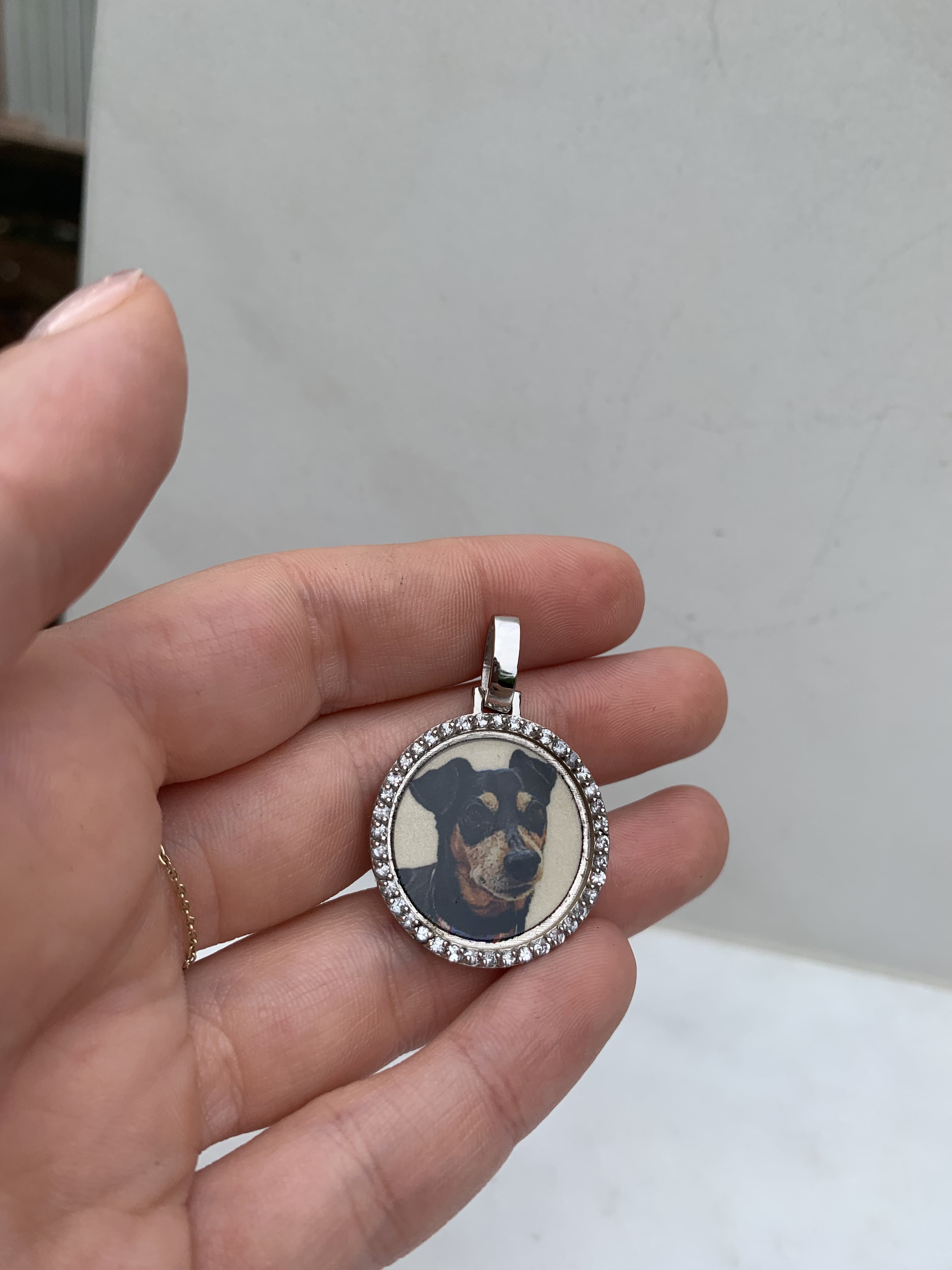 Small Diamond & Gold Photo Pendant Medallion